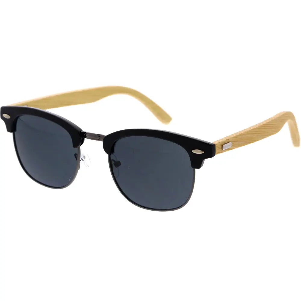 Black and natural wood-framed sunglasses with dark gray lenses w3266 set of 12