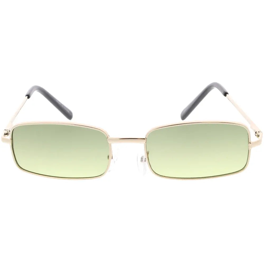 Gold-toned rectangular sunglasses with gradient green lenses and black temple tips w3280 set of 12