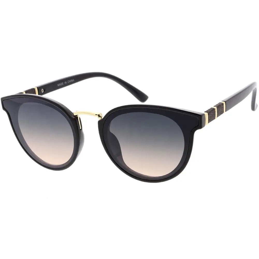 Black cat-eye sunglasses w3342 set of 12 with gold-tone metal accents and gradient lenses from dark gray to light beige