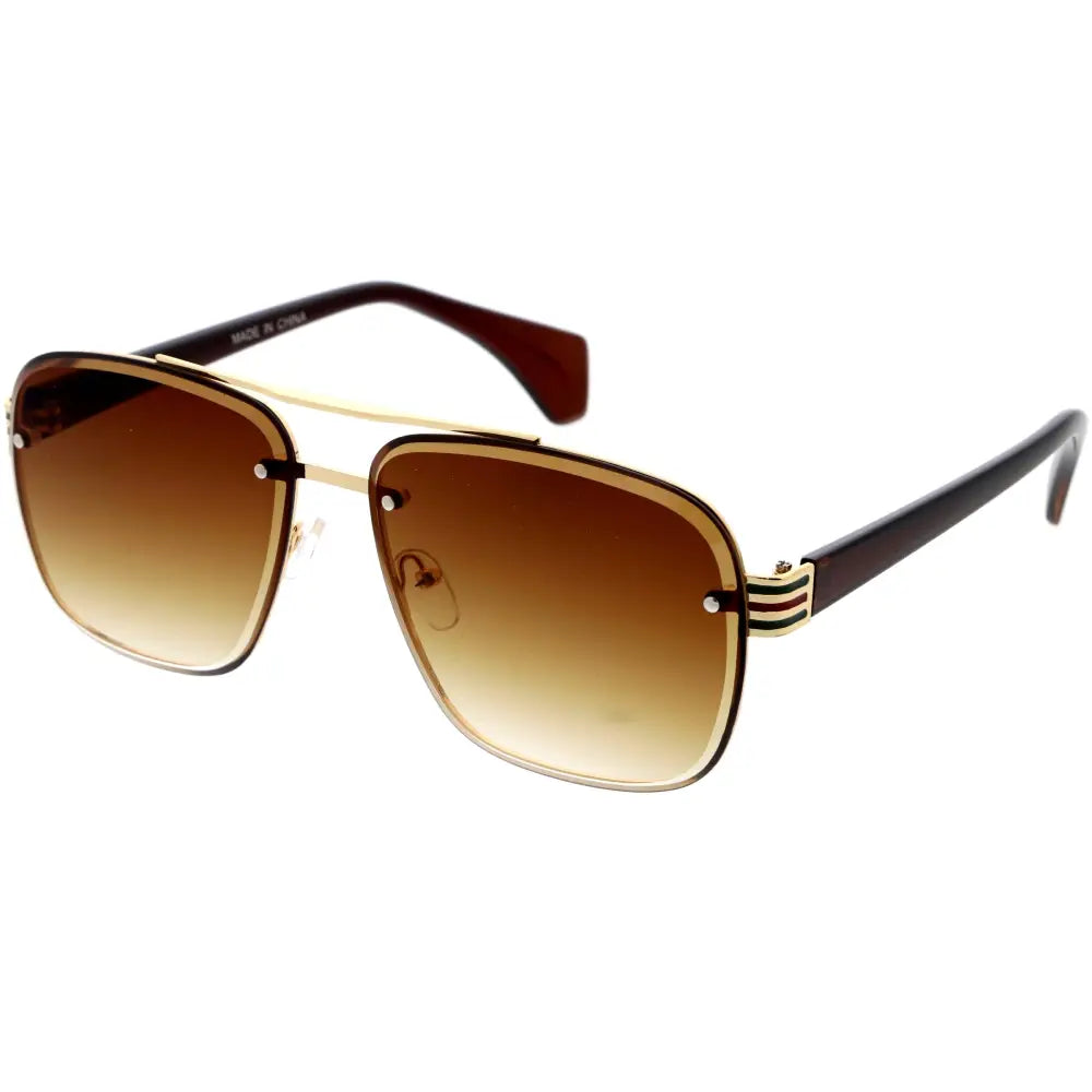 A set of 12 aviator sunglasses with brown gradient lenses and a gold and dark brown metal frame model W3474