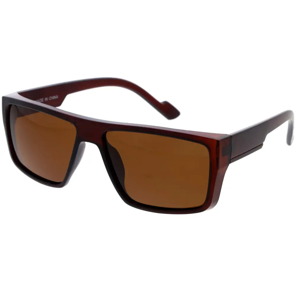 Brownsquare-shaped sunglasses with dark maroon plastic frame and amber tinted lenses w3503p set of 12