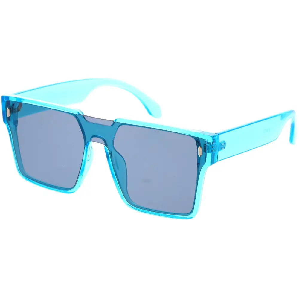 Turquoise translucent square-frame sunglasses with dark gray lenses w3507 set of 12