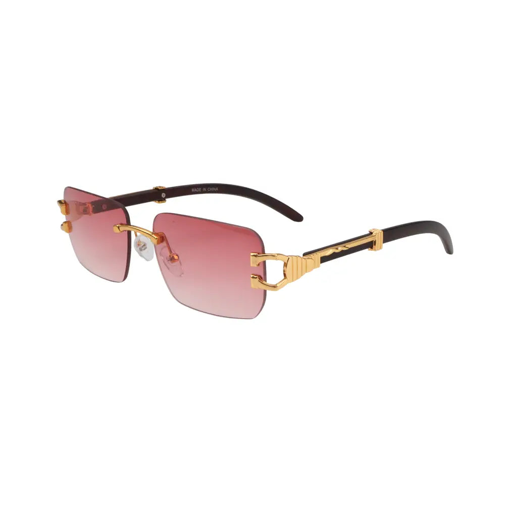 Juego de 12 gafas de sol con montura metálica dorada, varillas negras y lentes degradados rosas