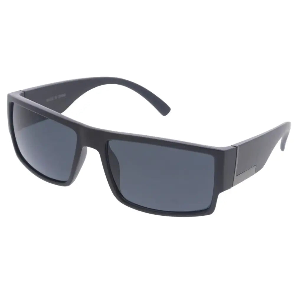 Black rectangular sunglasses with dark gray lenses and matte finish frame in a set of 12 w3517