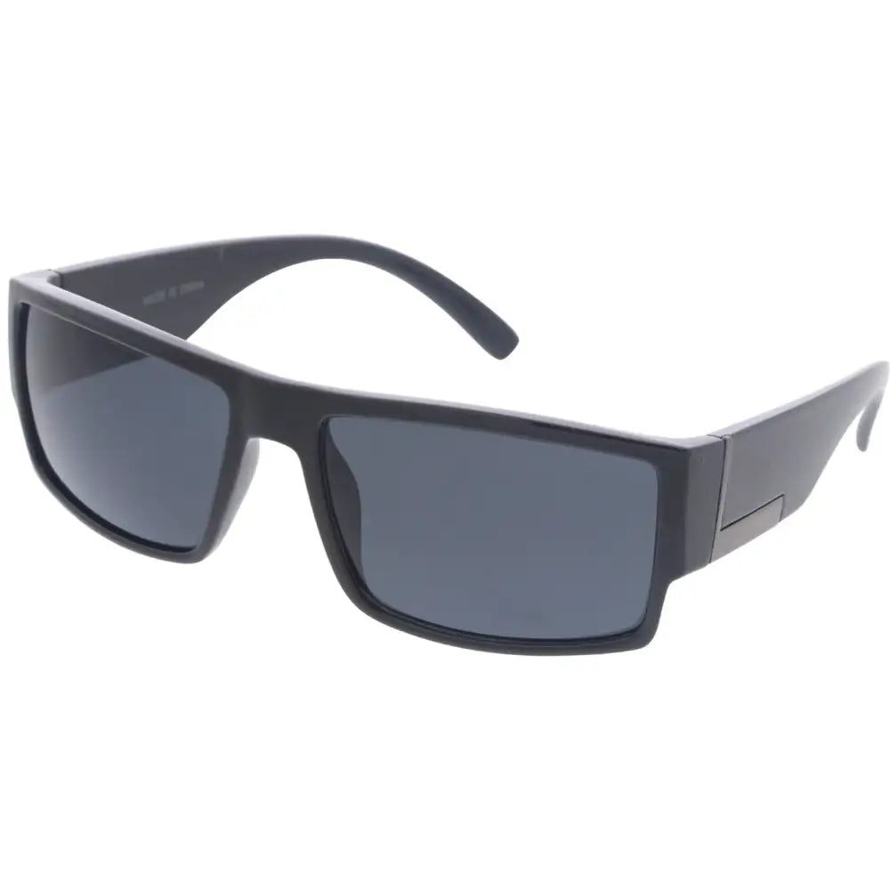 Black rectangular sunglasses with matte finish frame and dark gray lenses set of 12 w3517
