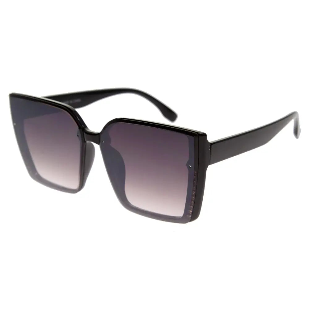 Black square-framed sunglasses with gradient gray lenses and a sleek modern design set of 12 w3553