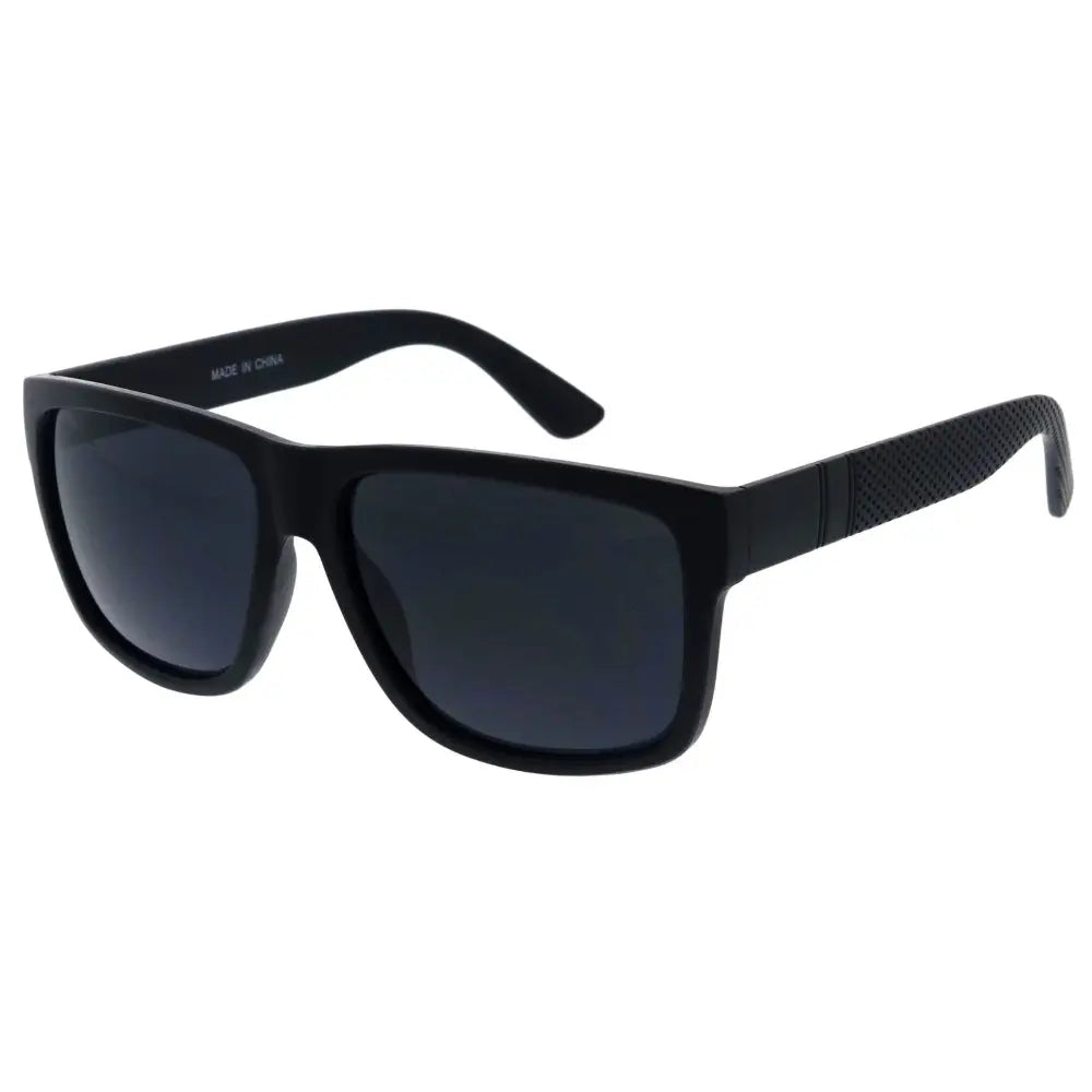 Gafas de sol rectangulares negras con lentes gris oscuro y terminales texturizados w3561p, juego de 12