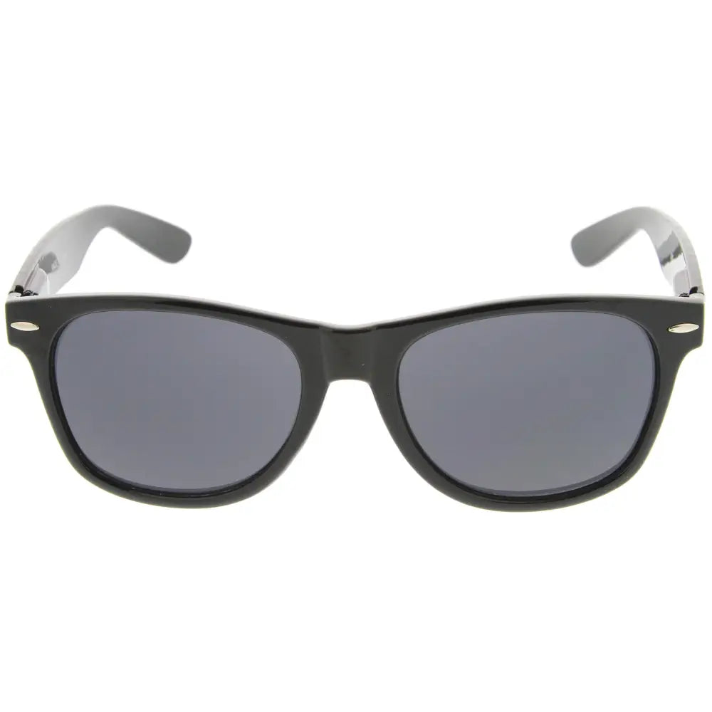 Black-framed sunglasses with gray lenses and silver temple tips 100d set of 12