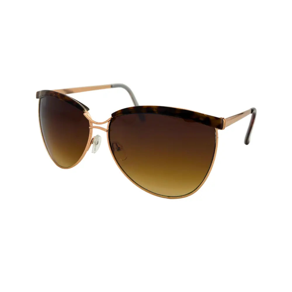 Cat-eye sunglasses set of 12 with tortoiseshell frames, gold-tone metal accents, and gradient brown lenses