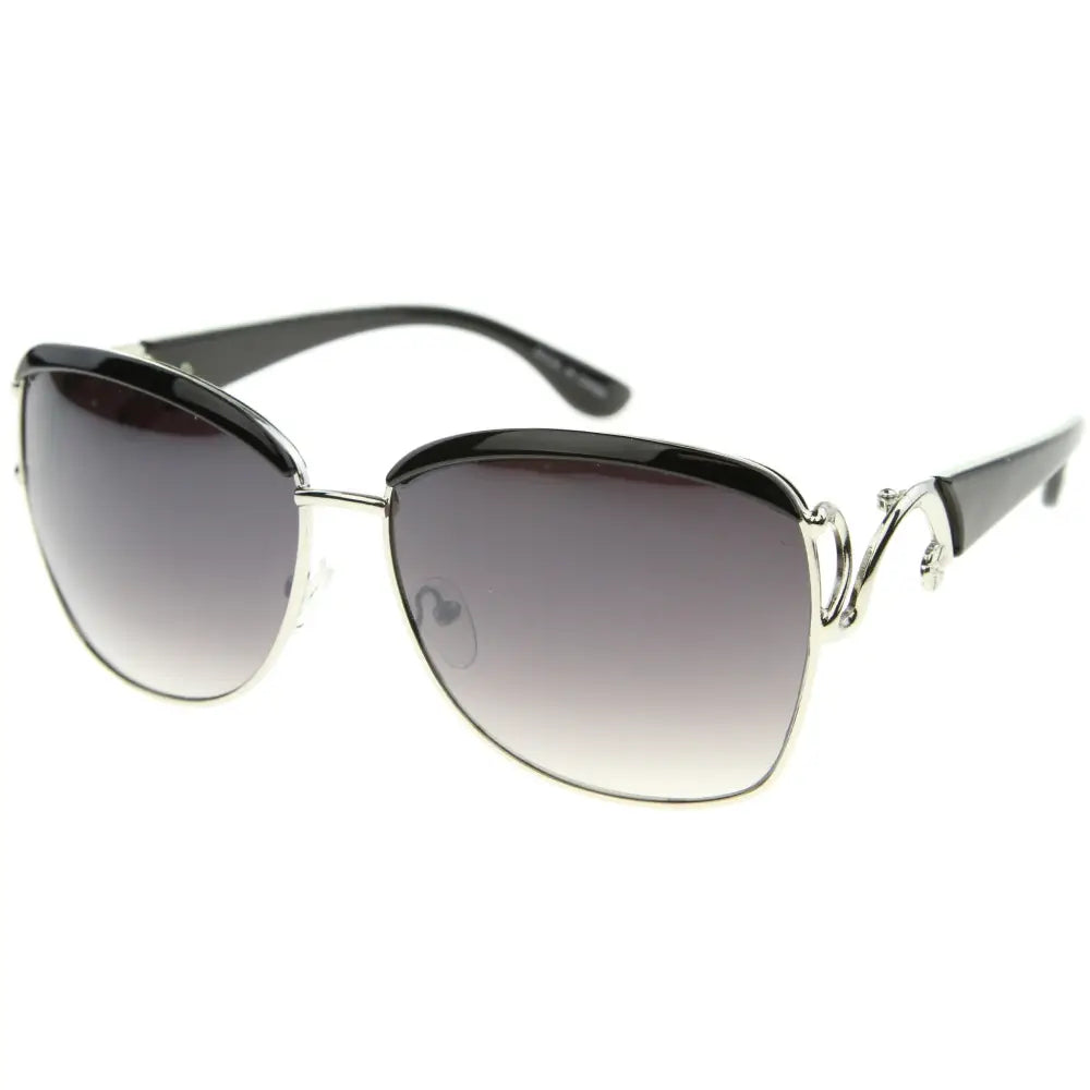 Black and silver cat-eye sunglasses with gradient gray lenses 1250 set of 12