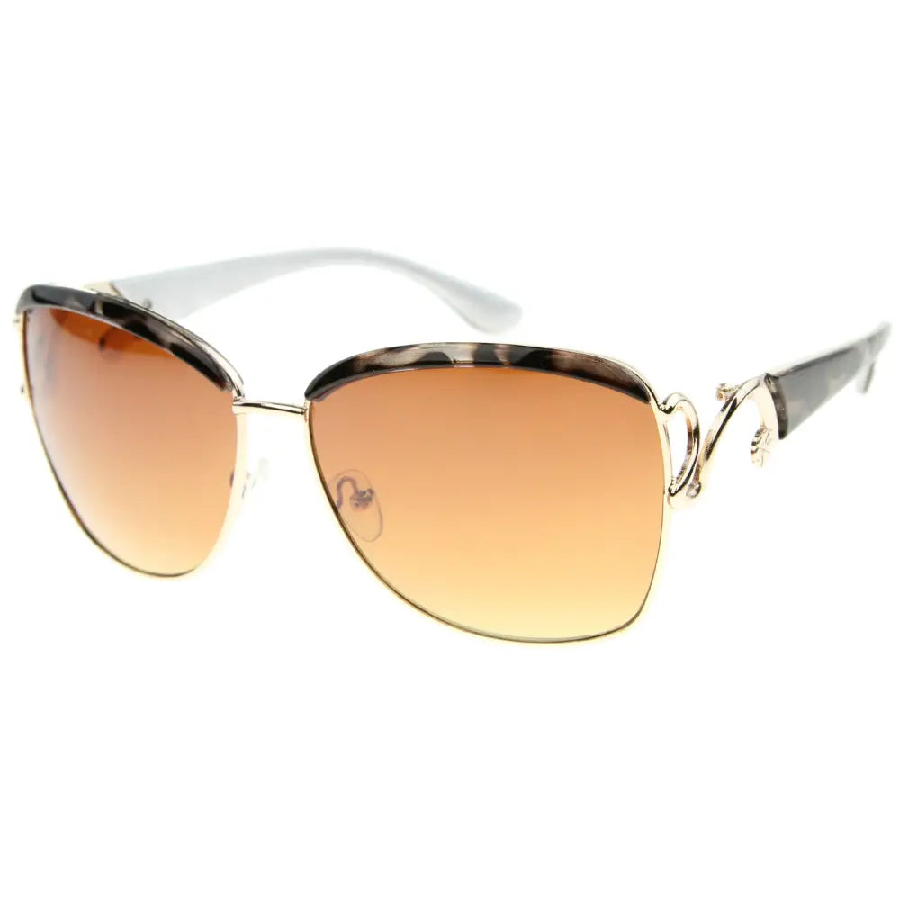 Set of 12 gold-toned aviator sunglasses with tortoiseshell frames and gradient amber lenses