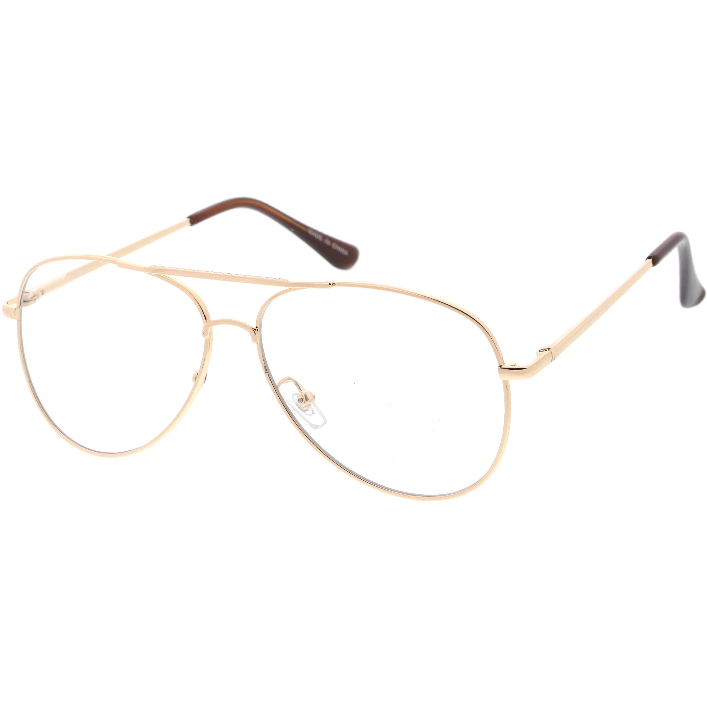 Stylish aviator sunglasses with metal frame and tinted lenses for a trendy, classic look.
