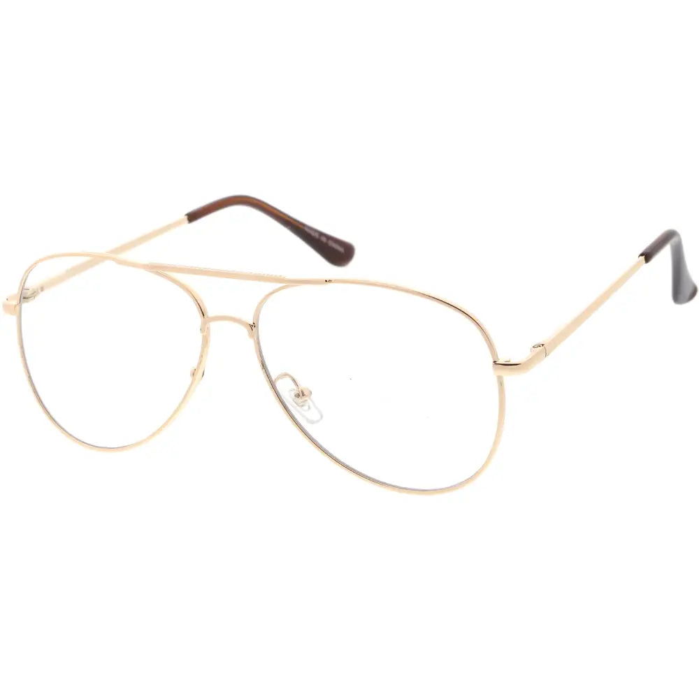 Stylish aviator sunglasses with metal frame and tinted lenses for a trendy, classic look.
