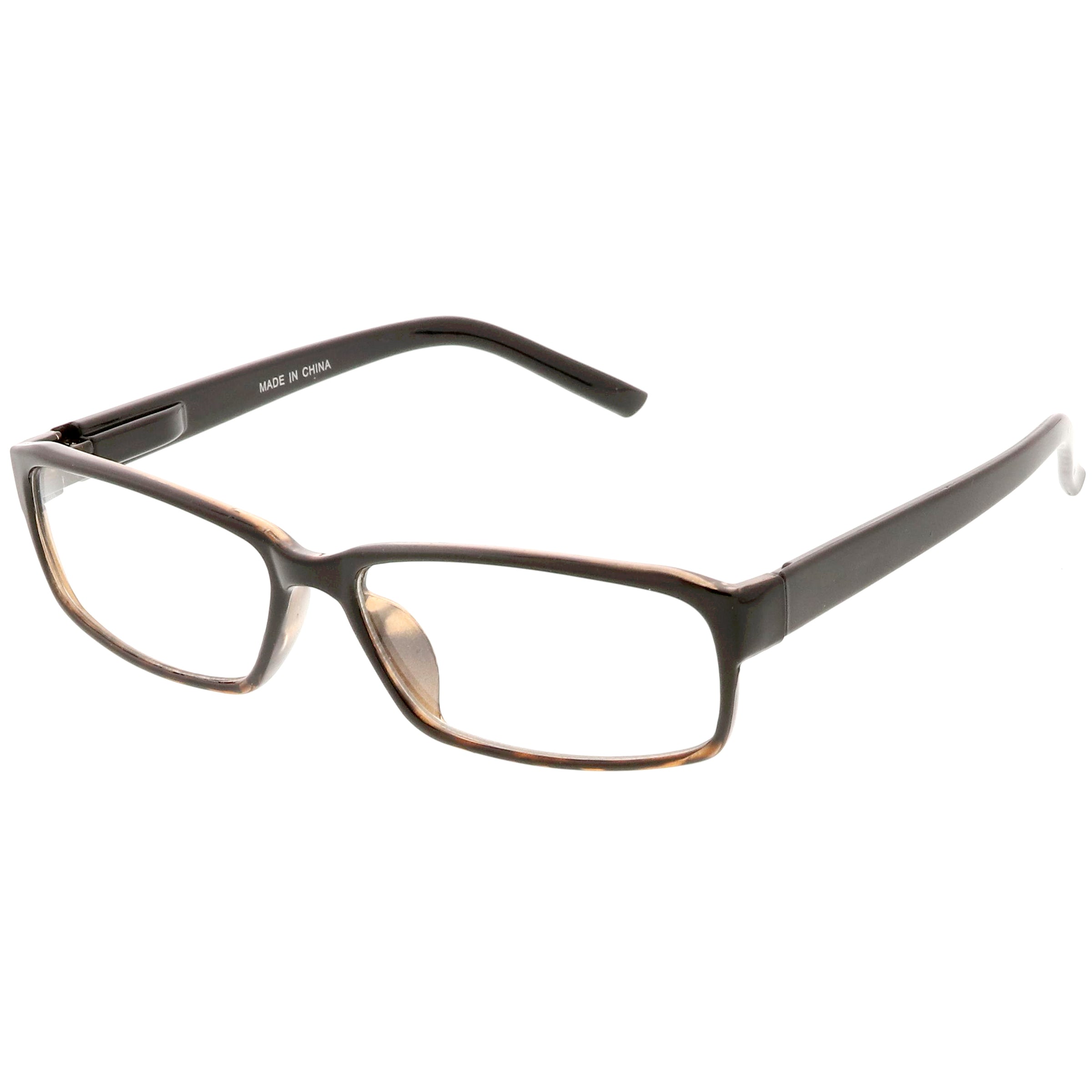 Clear sunglasses with a lightweight frame and transparent lenses for a sleek, modern look.