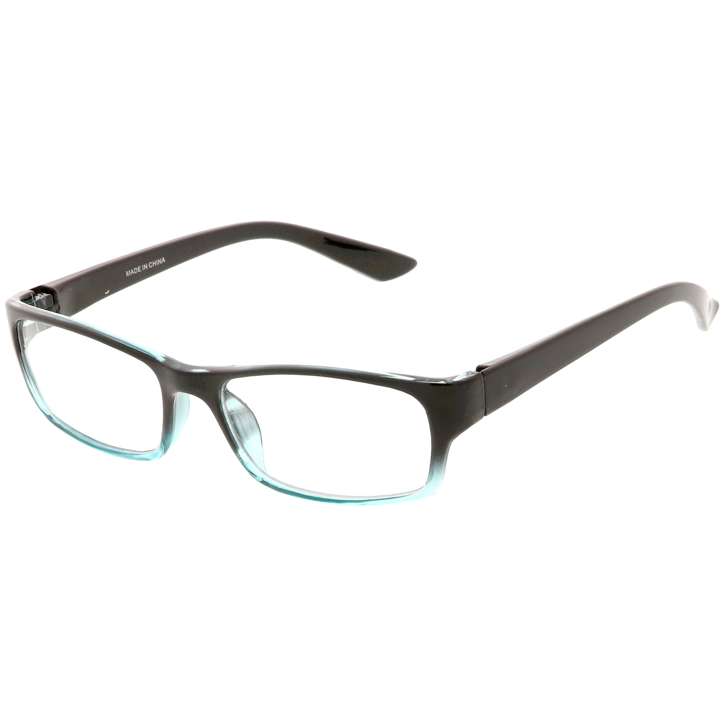 Clear sunglasses with a lightweight frame and transparent lenses for a sleek, modern look.