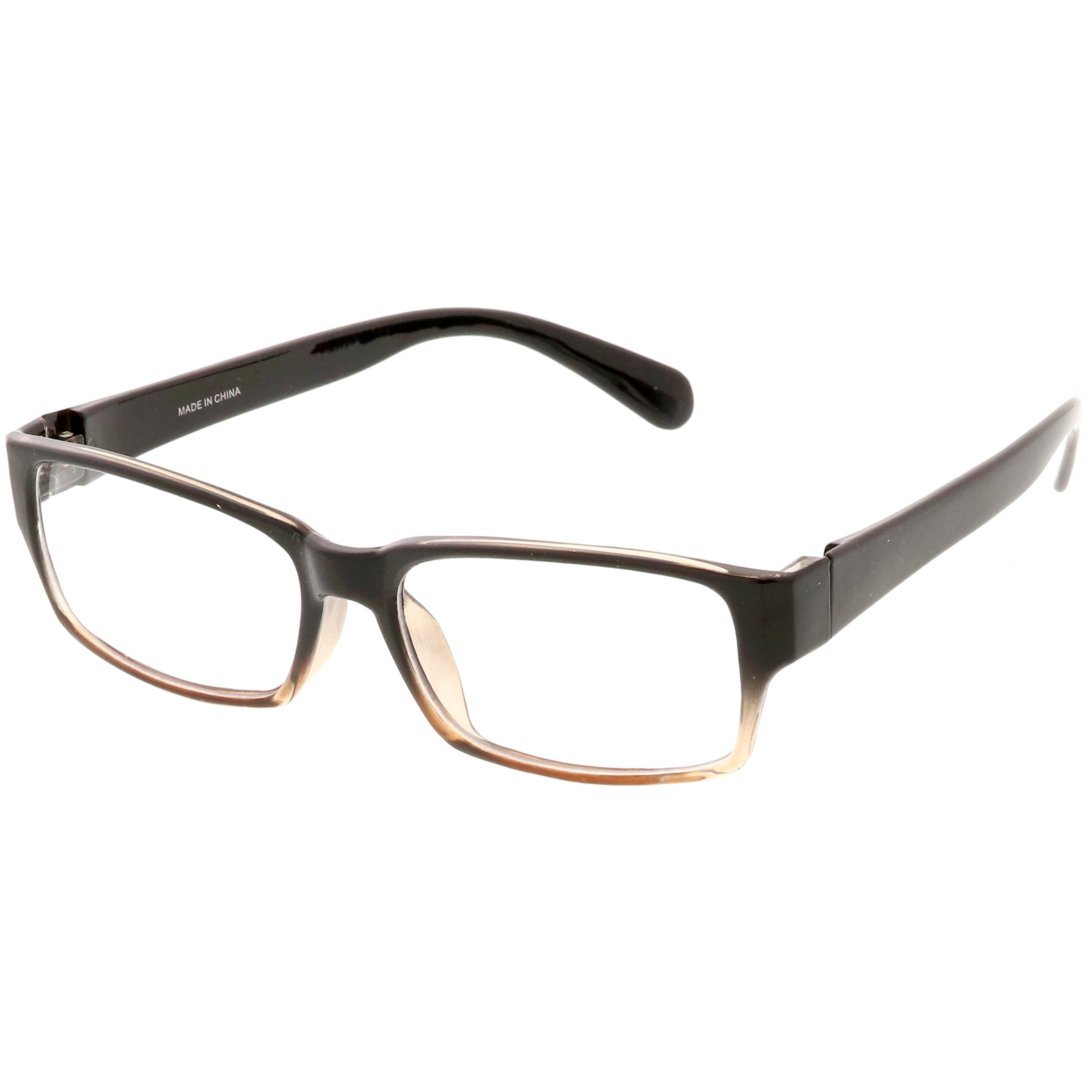 Clear sunglasses with a lightweight frame and transparent lenses for a sleek, modern look.
