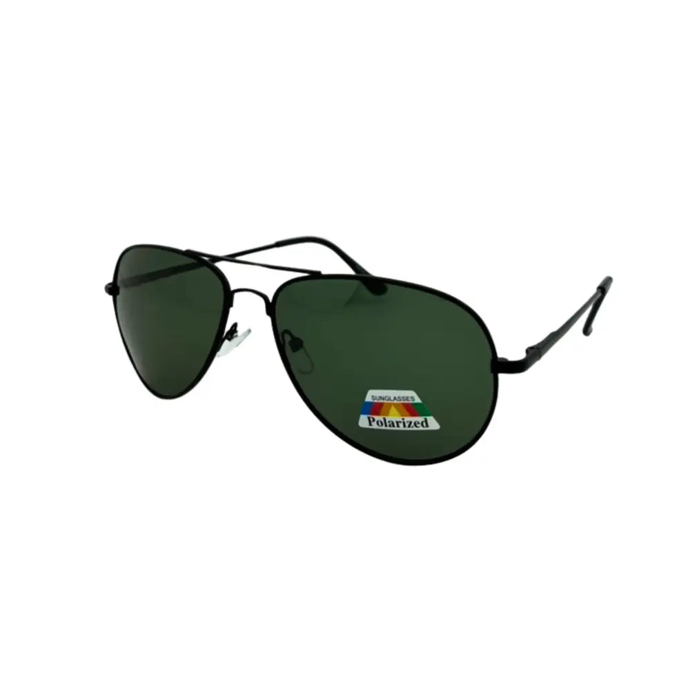 Assorted polarized aviator sunglasses with gunmetal, black, and gold metal frames featuring smoke, green, and brown lenses – UV400 protection
