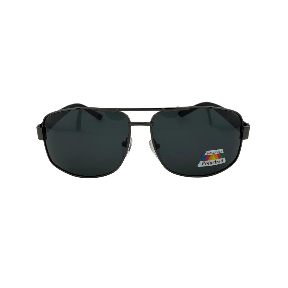 Black aviator sunglasses with dark gray polarized lenses and a metallic frame 8105P set of 12