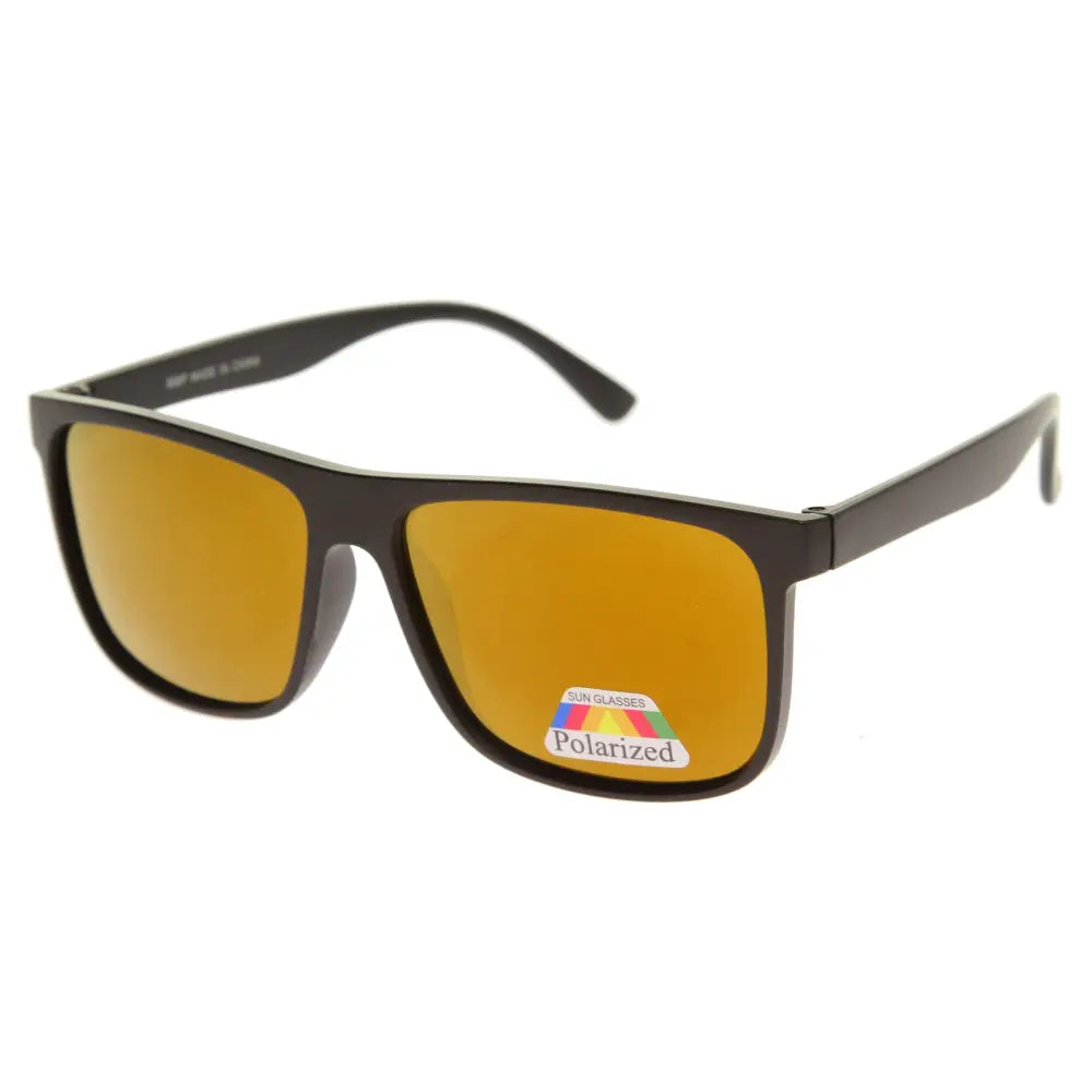 Set of 12 black-framed sunglasses with amber-tinted polarized lenses and rectangular shape 908P