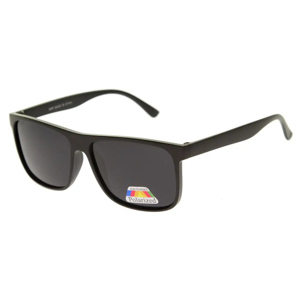 Black rectangular sunglasses with dark gray polarized lenses and a sleek modern frame set of 12 908P
