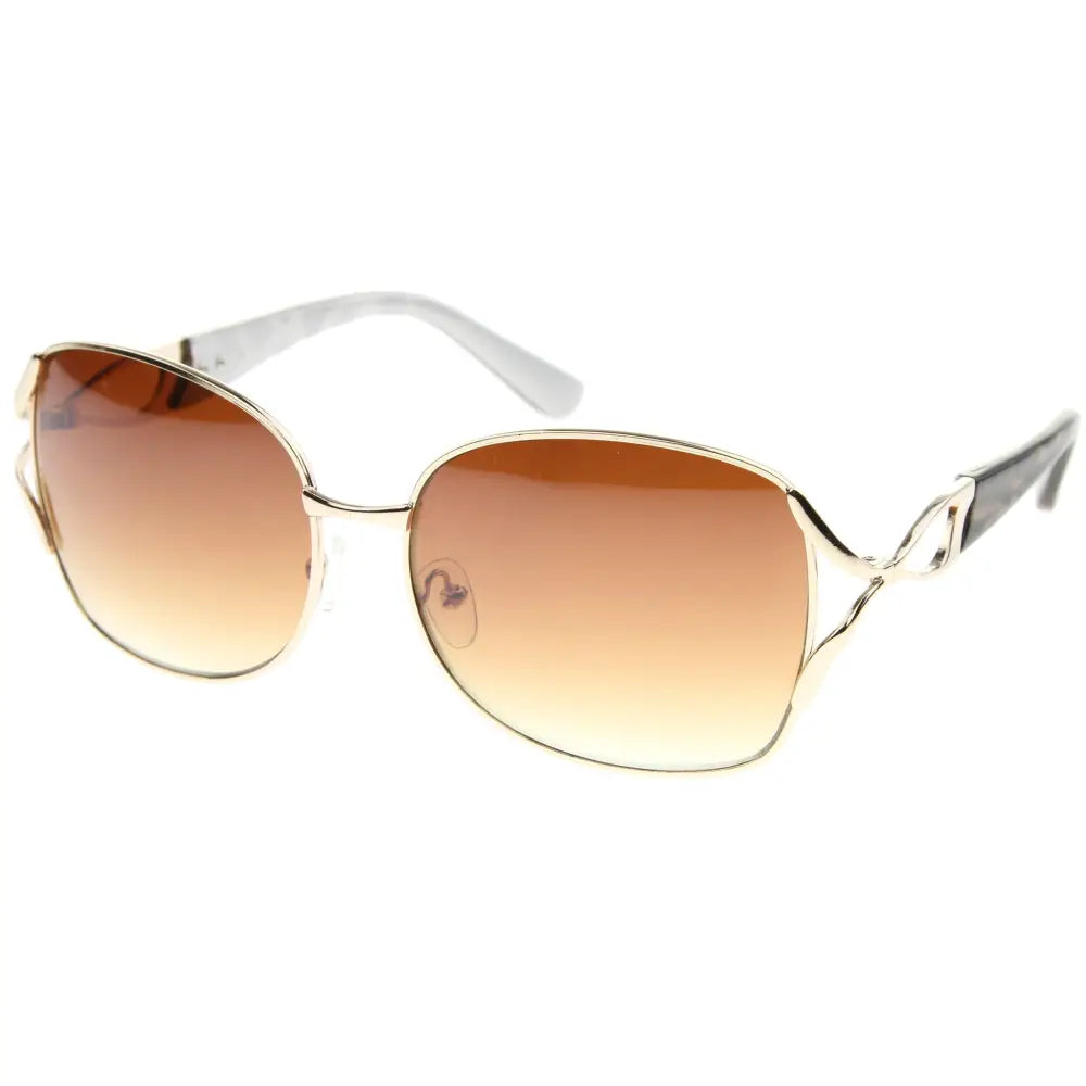 Set of 12 gold-toned metal-framed sunglasses with gradient brown lenses and a sleek modern design