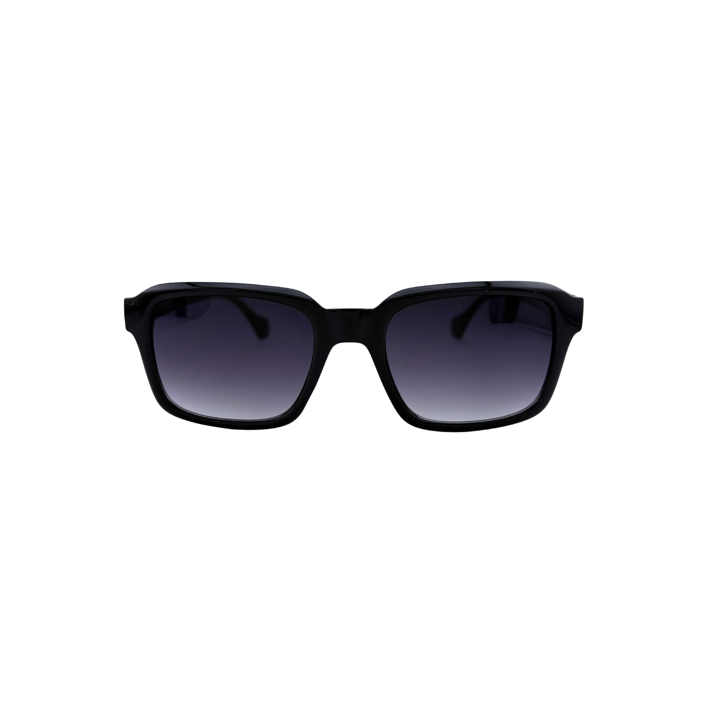 Black sunglasses with gradient lenses on a white background