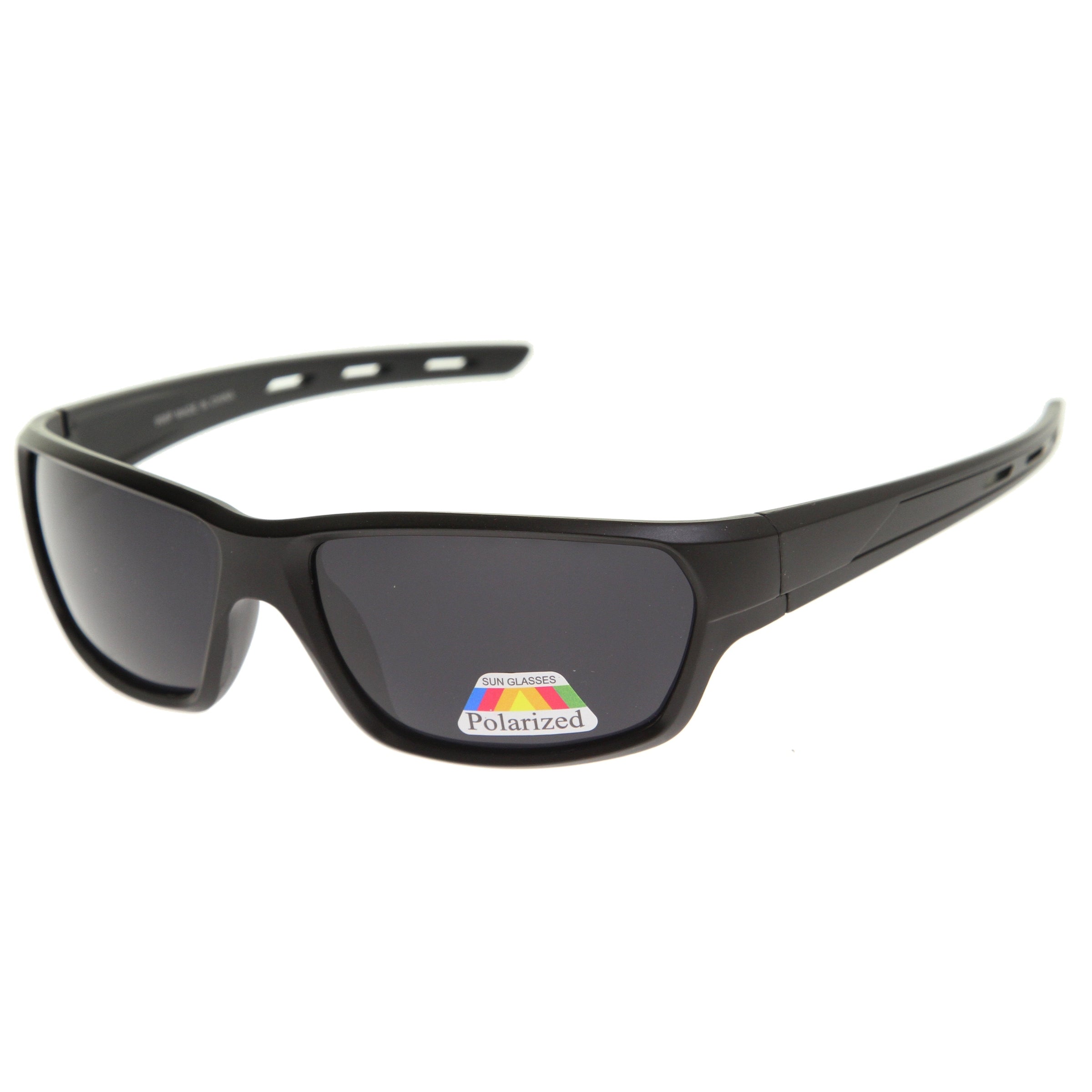 Polarized sunglasses with a sleek frame and advanced lenses, reducing glare and providing superior UV protection for clear vision and comfort.