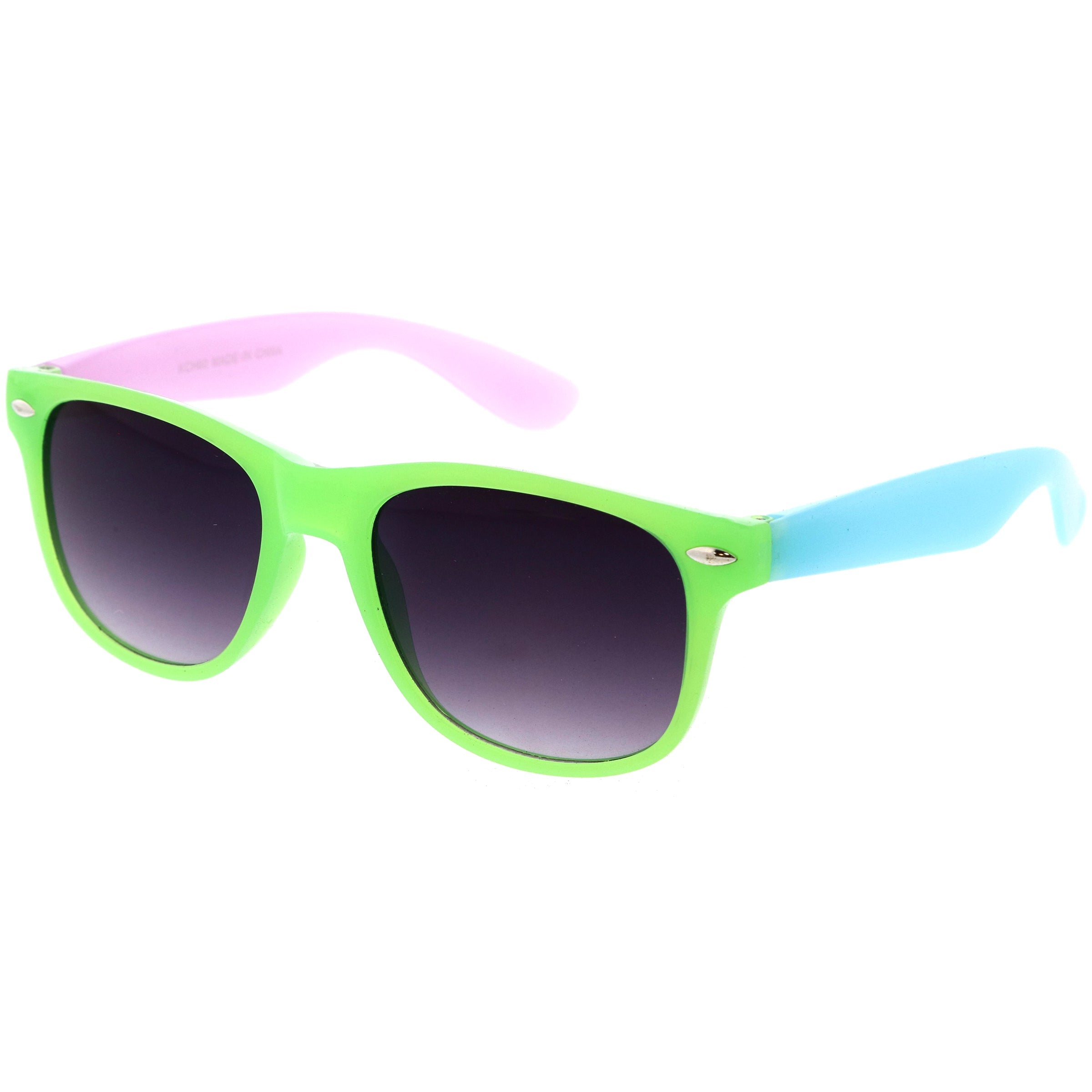 Colorful kids sunglasses with fun frames and protective lenses, perfect for outdoor play and sun protection