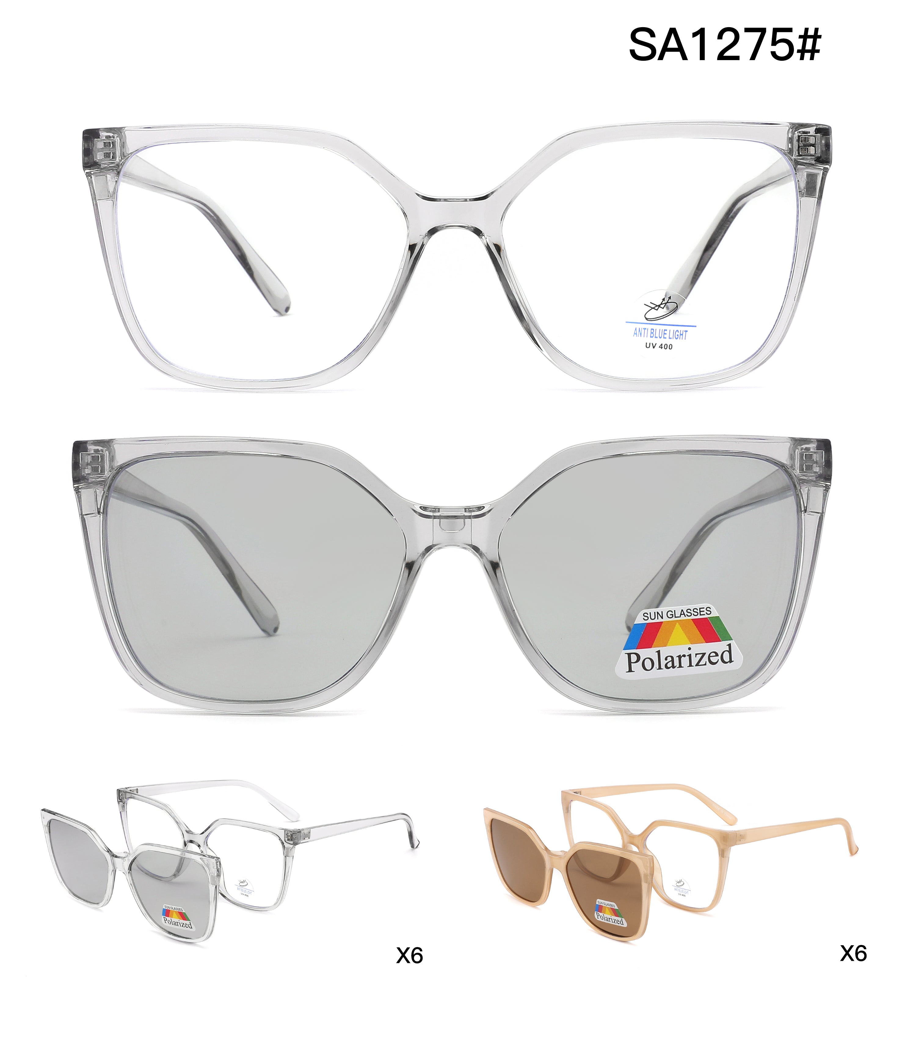 SA1275 (Set of 12) Blue Light Blocking Lens with Polarized Clip On