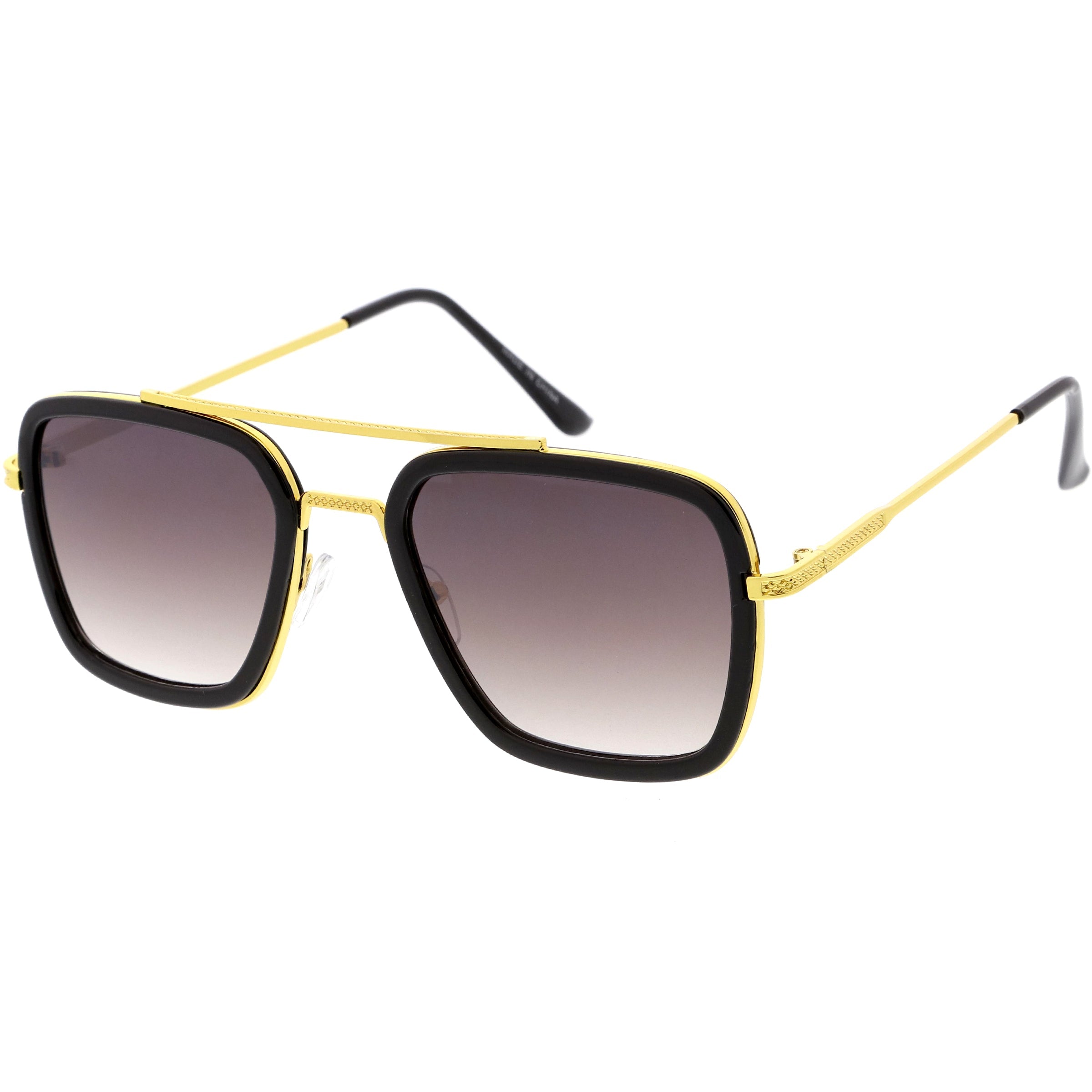 Stylish aviator sunglasses with metal frame and tinted lenses for a trendy, classic look.