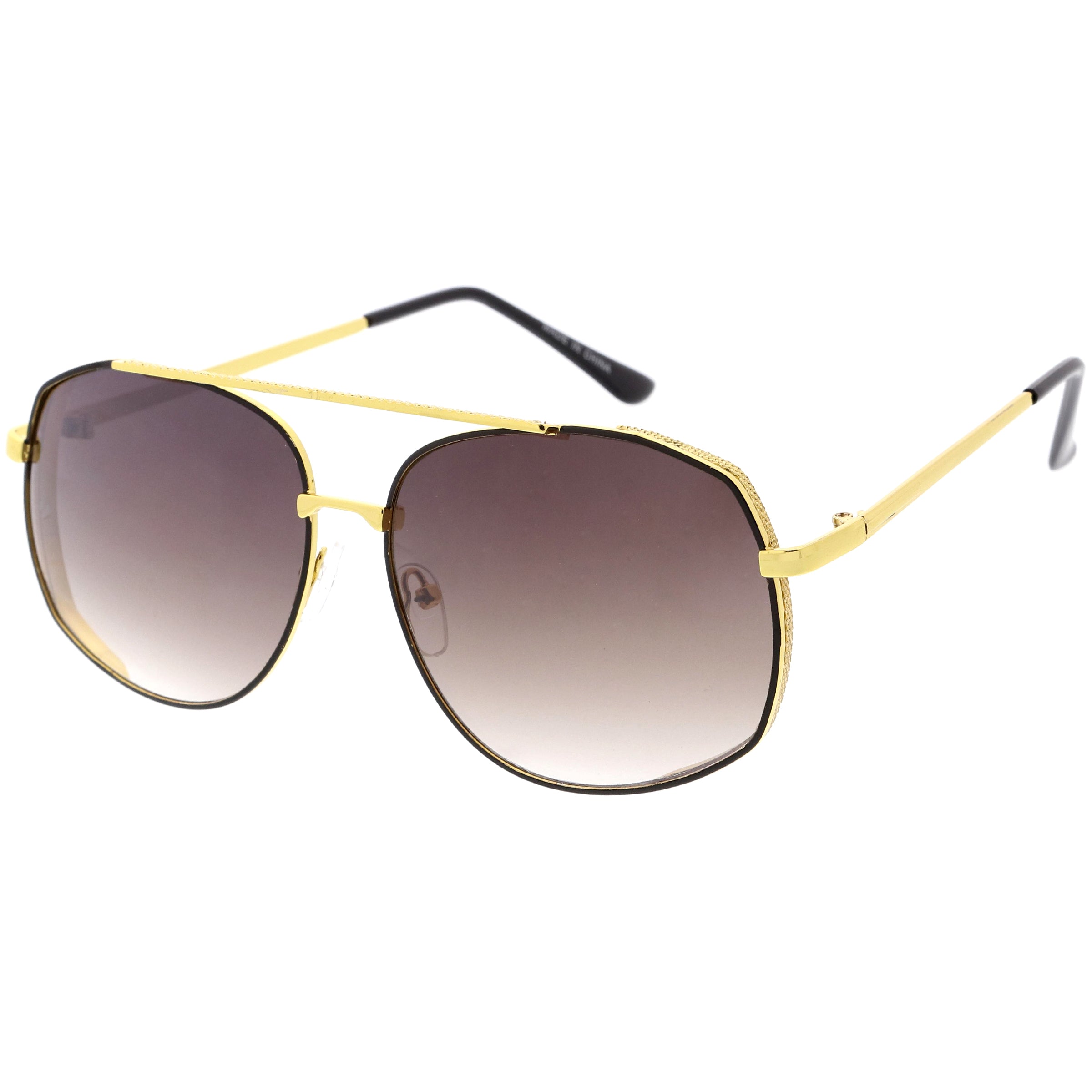 Stylish aviator sunglasses with metal frame and tinted lenses for a trendy, classic look.
