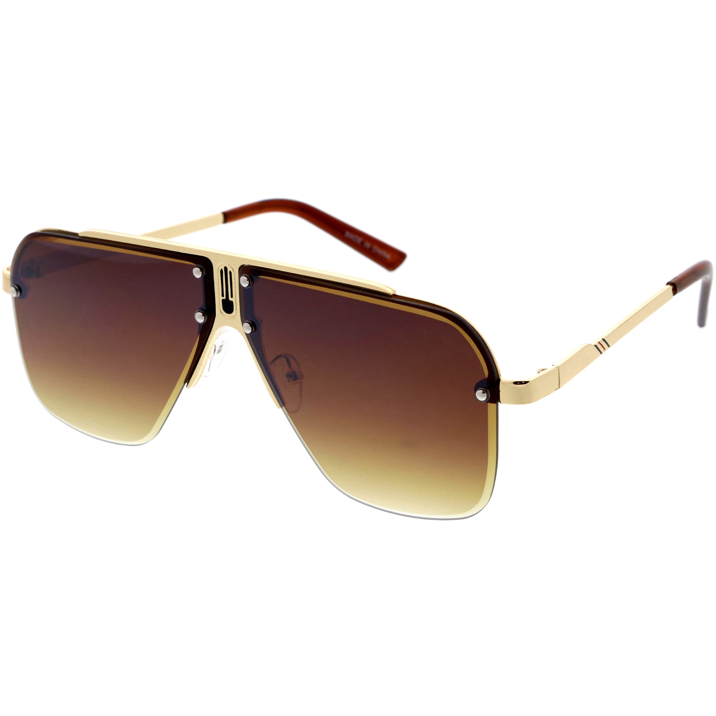 Stylish aviator sunglasses with metal frame and tinted lenses for a trendy, classic look.