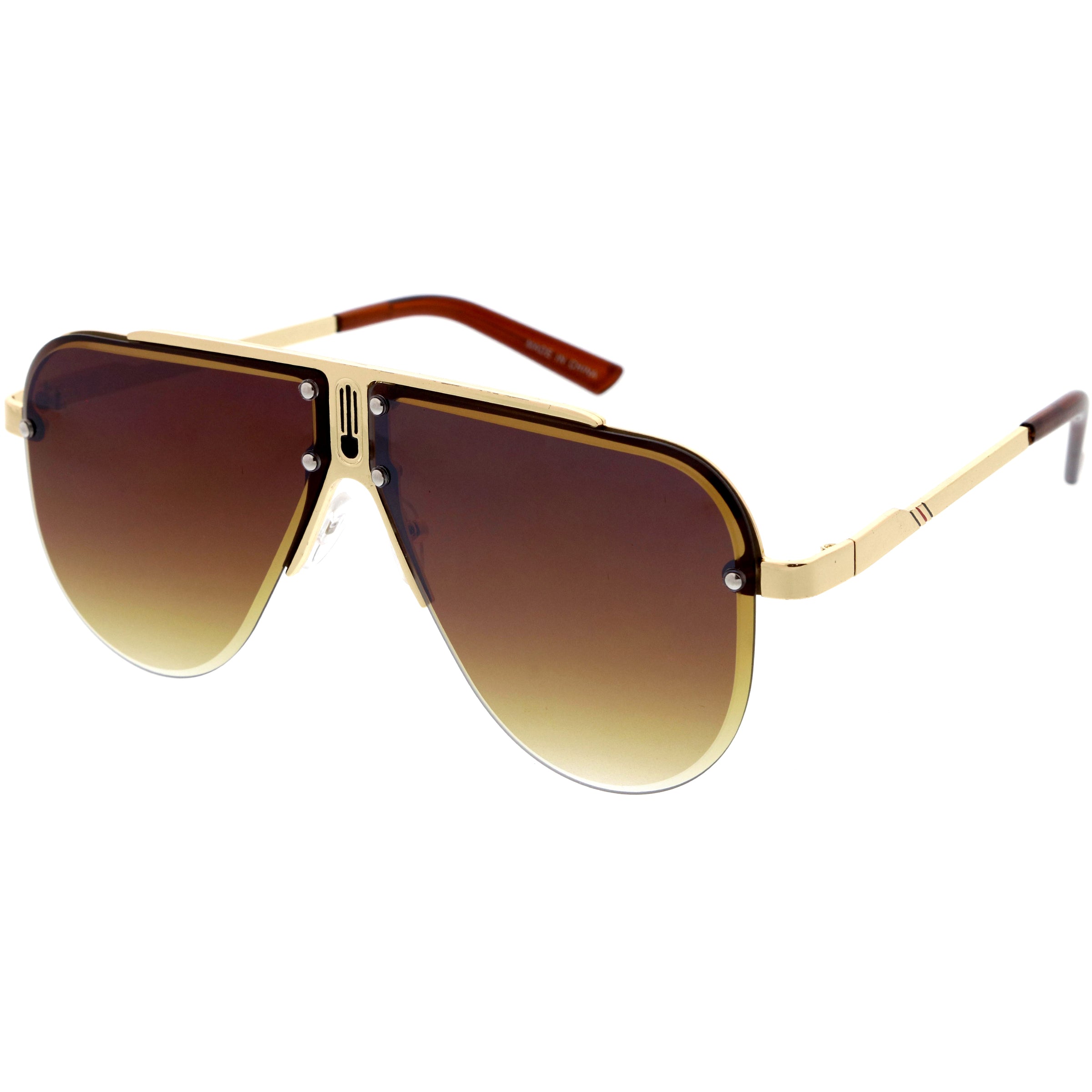 Stylish aviator sunglasses with metal frame and tinted lenses for a trendy, classic look.