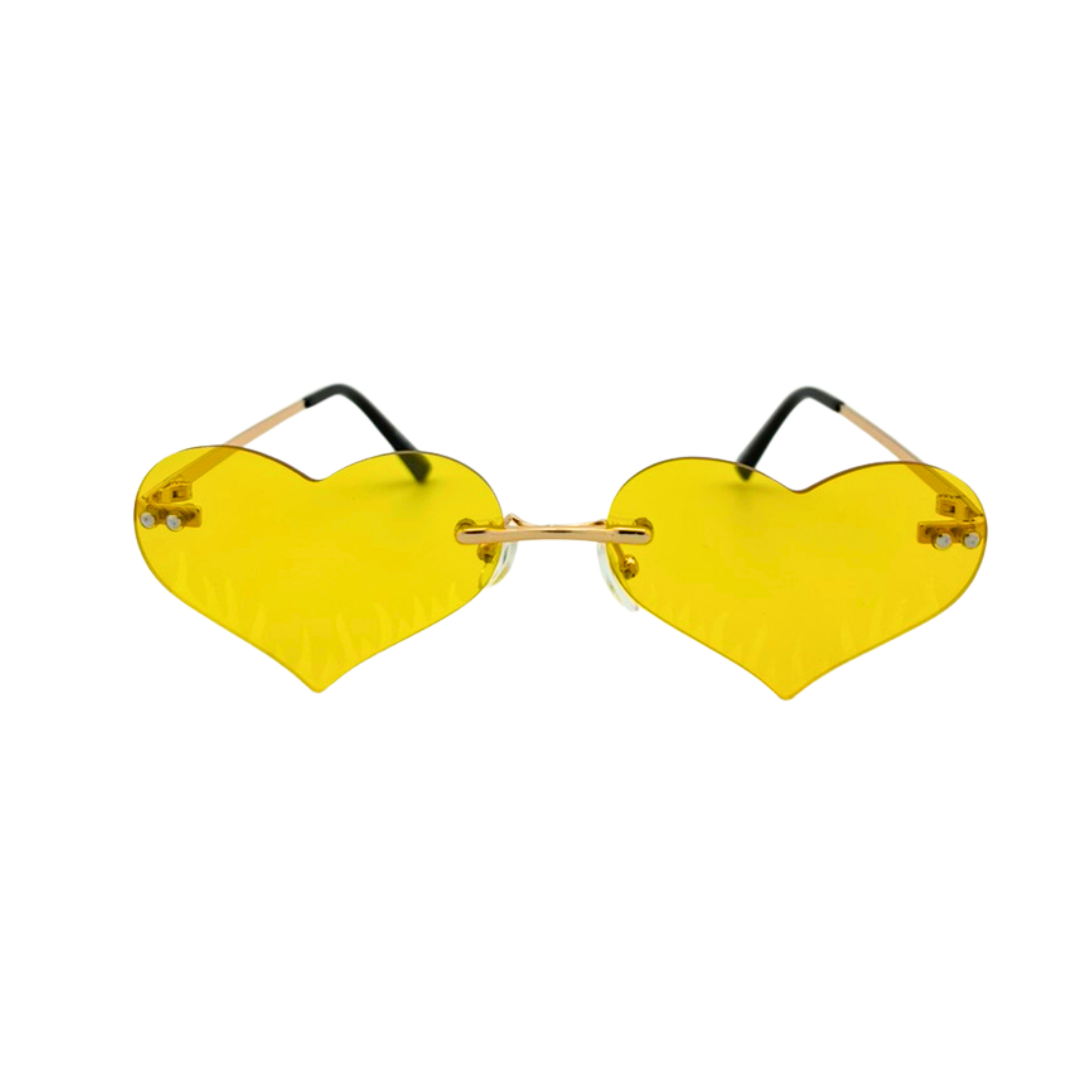 Assorted heart-shaped sunglasses with colorful lenses