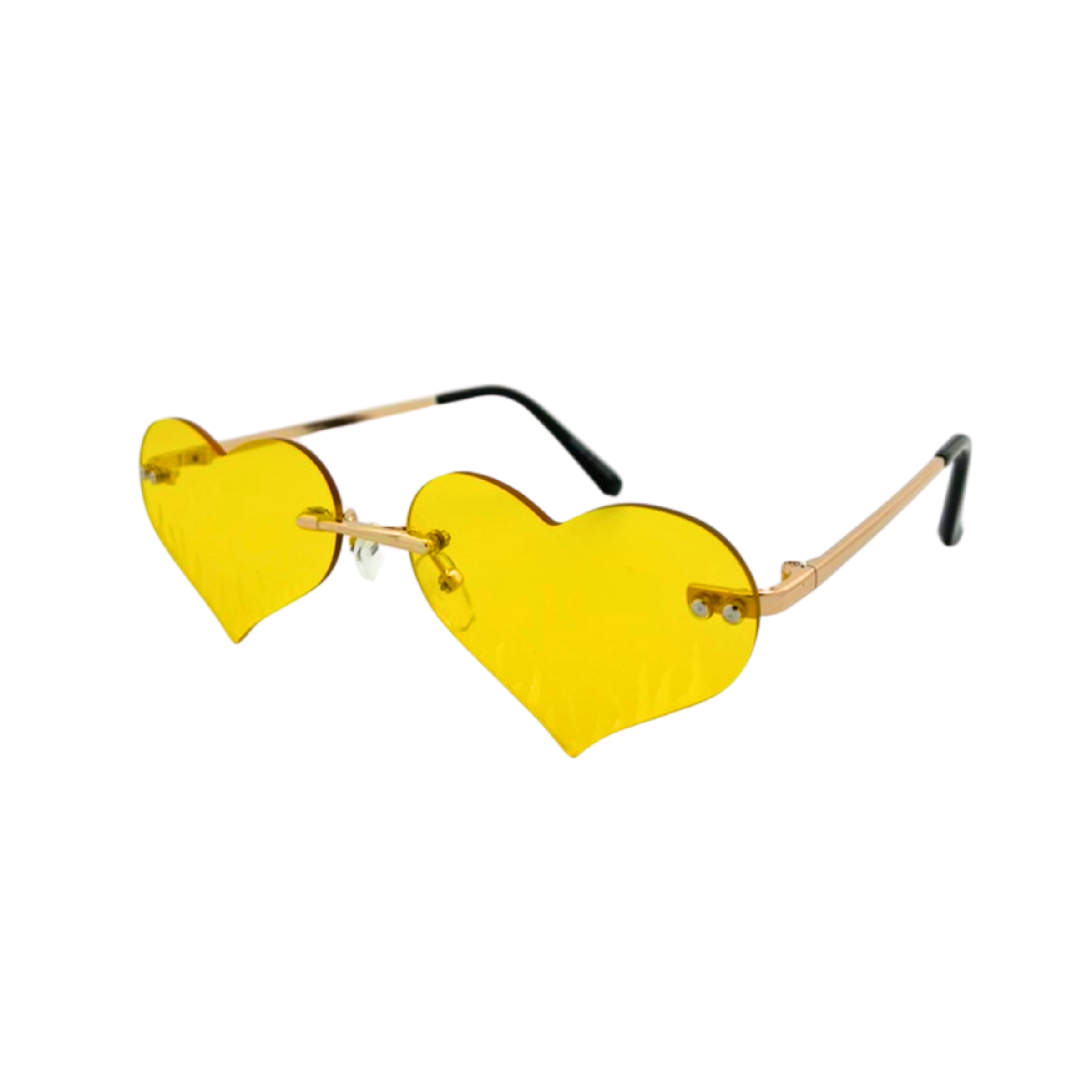 Assorted heart-shaped sunglasses with colorful lenses