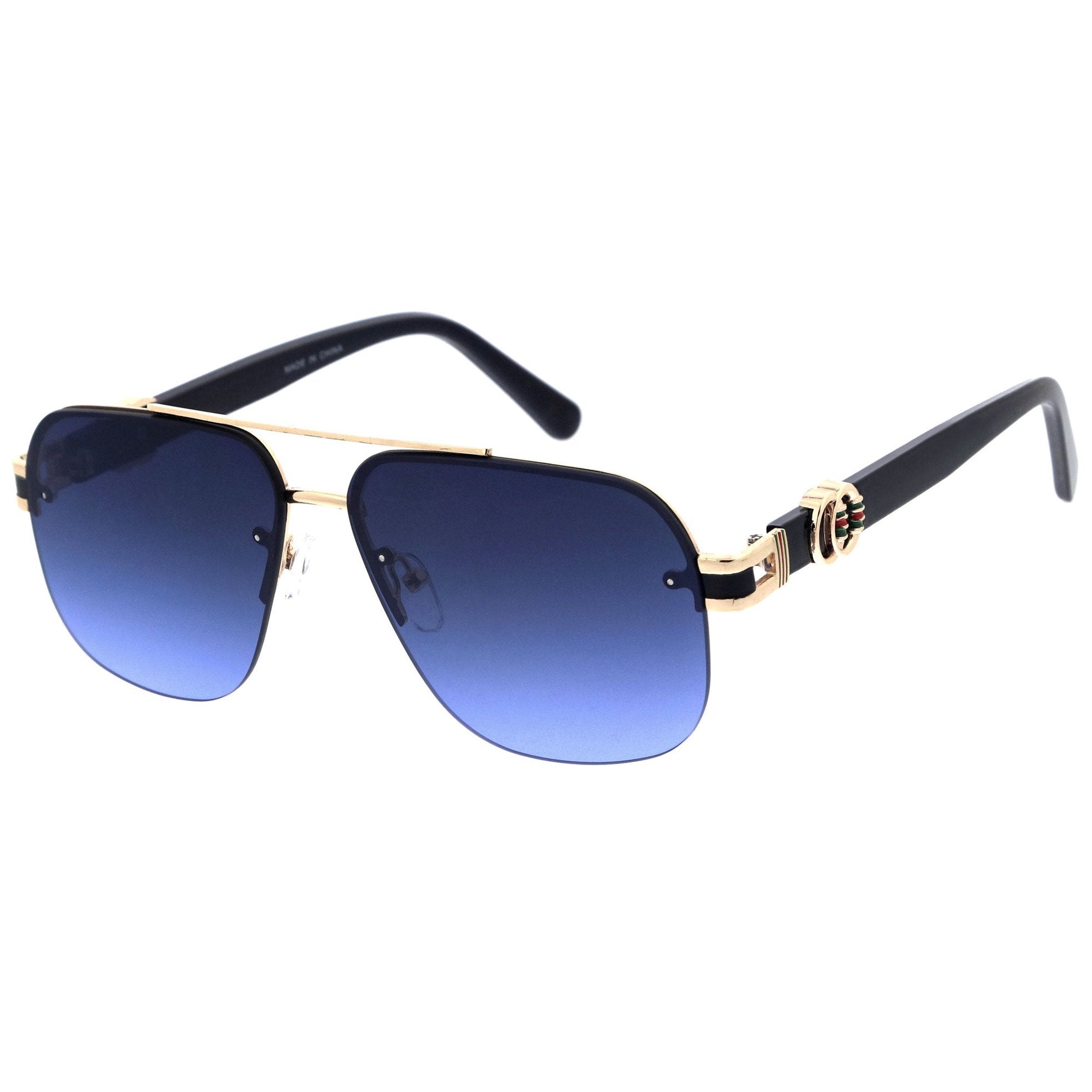 Stylish aviator sunglasses with metal frame and tinted lenses for a trendy, classic look.