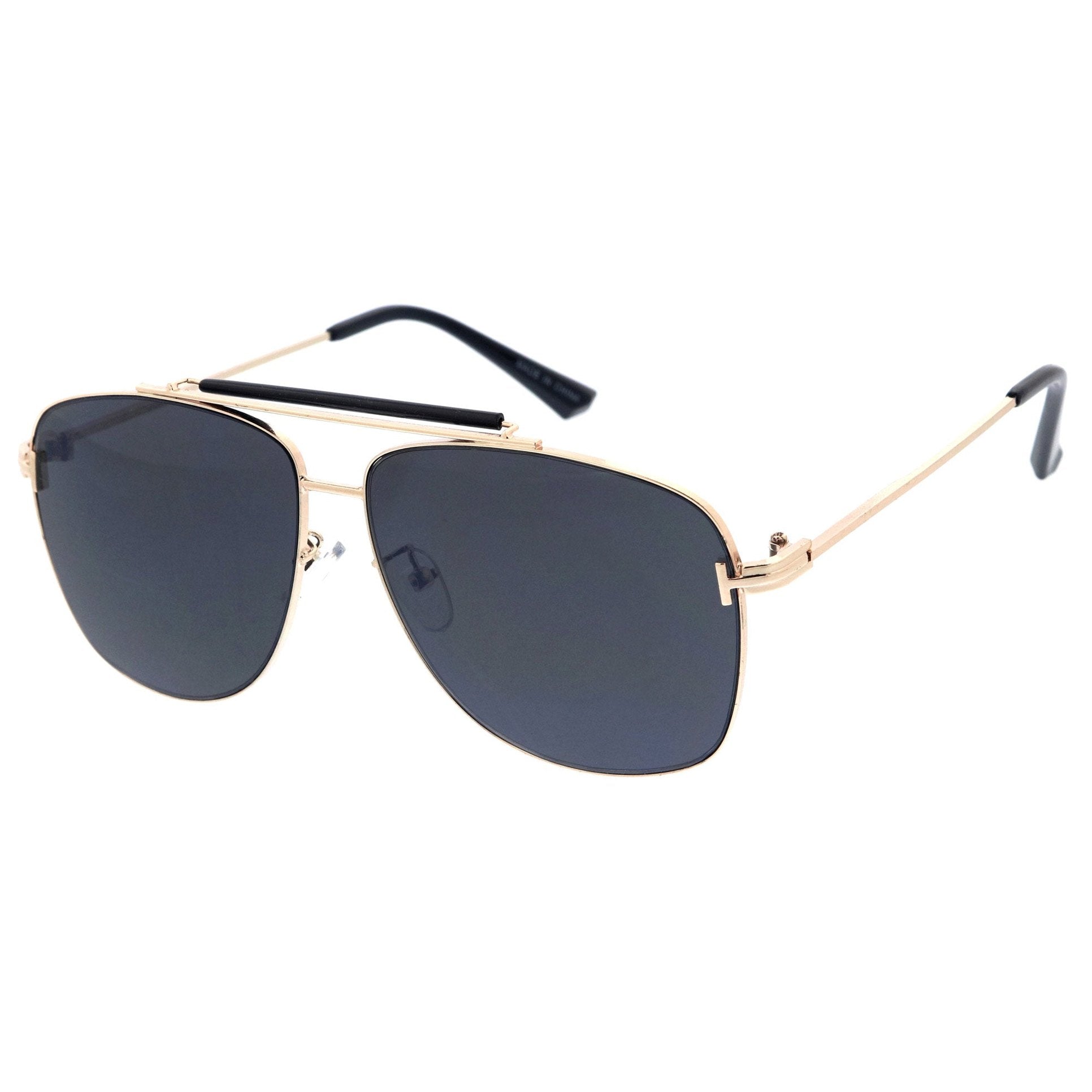 Stylish aviator sunglasses with metal frame and tinted lenses for a trendy, classic look.