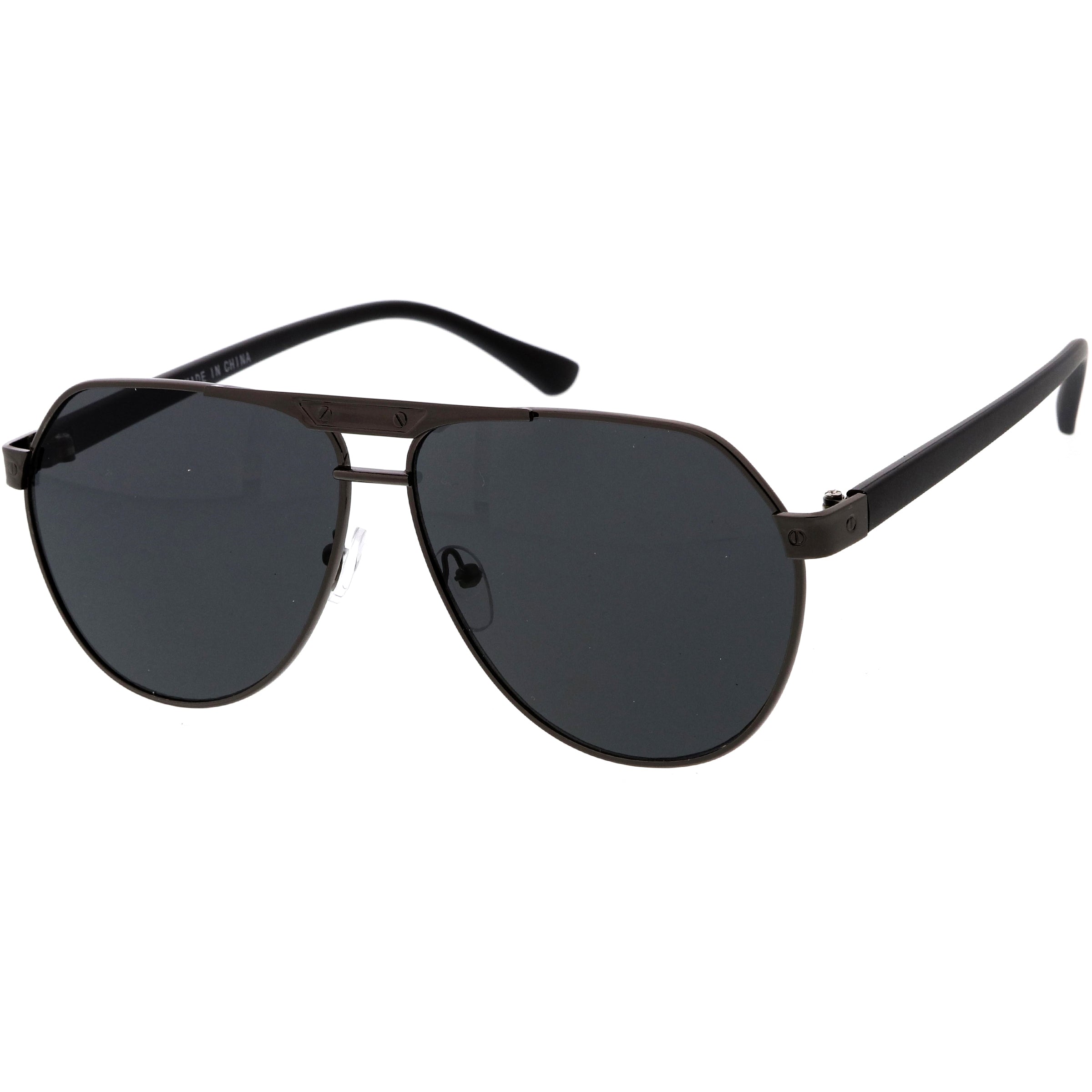 Stylish aviator sunglasses with metal frame and tinted lenses for a trendy, classic look.
