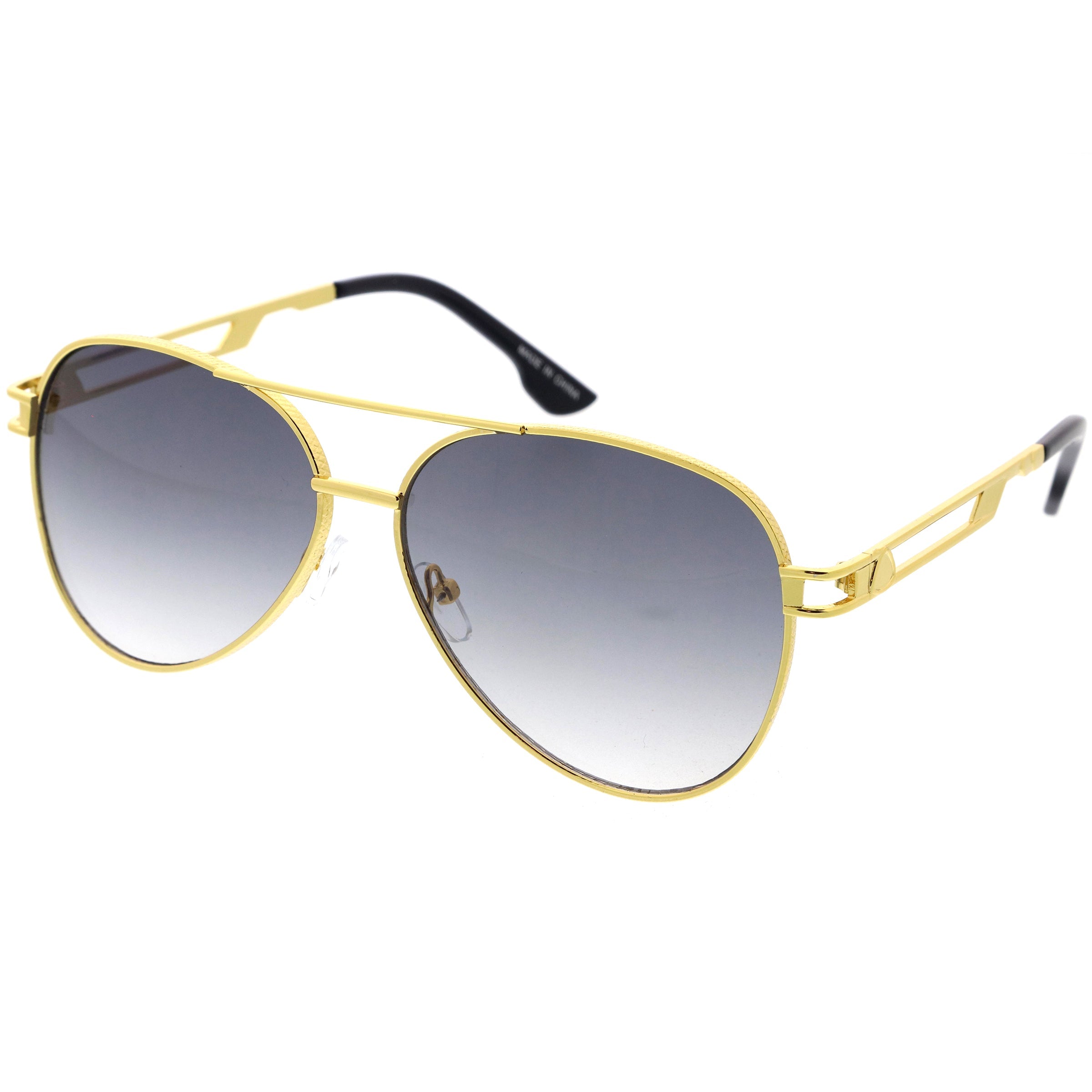 Stylish aviator sunglasses with metal frame and tinted lenses for a trendy, classic look.