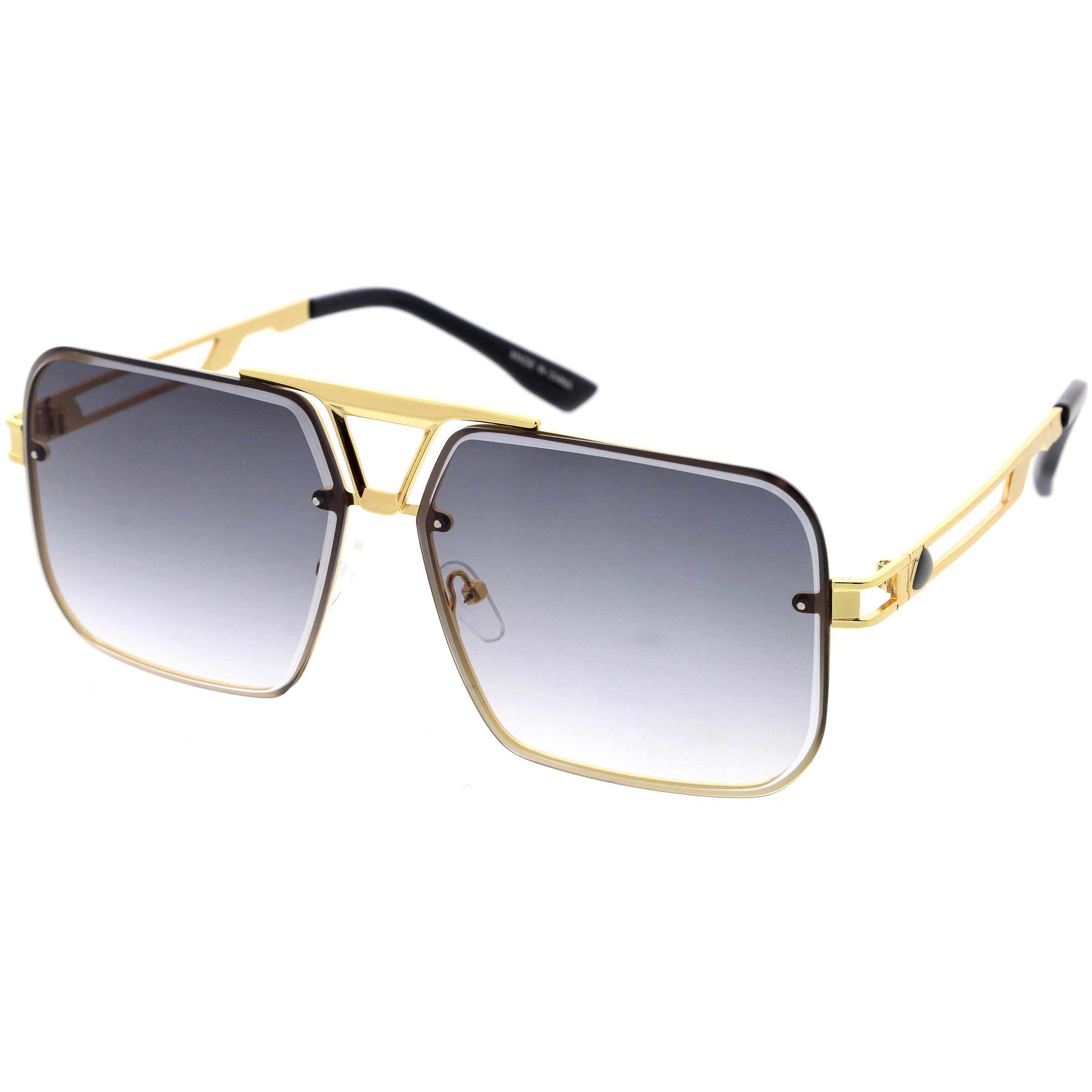 Stylish aviator sunglasses with metal frame and tinted lenses for a trendy, classic look.