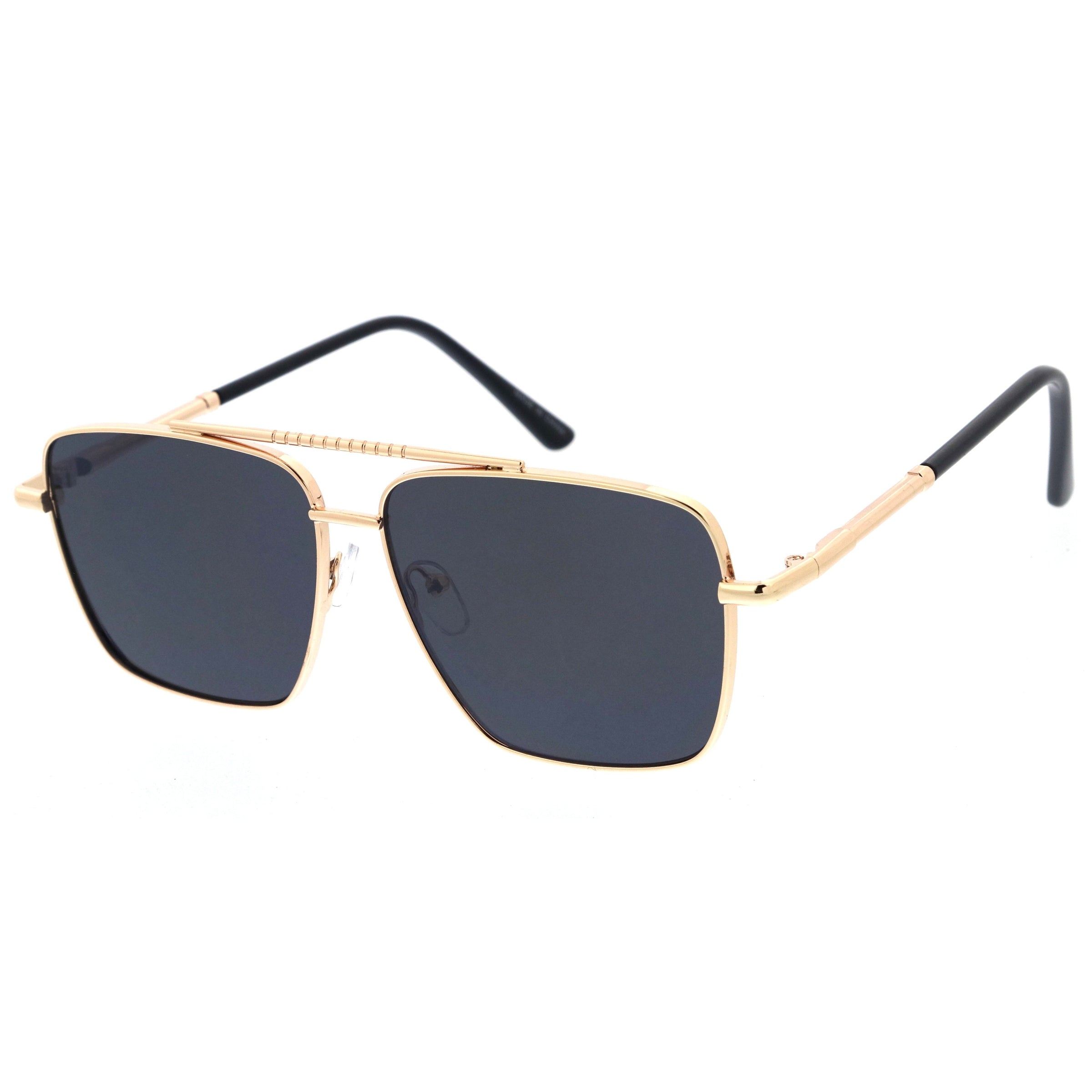 Stylish aviator sunglasses with metal frame and tinted lenses for a trendy, classic look.