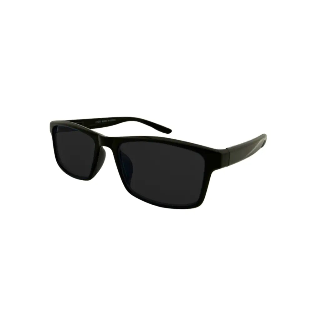Black rectangular sunglasses with dark gray lenses and a sleek modern frame set of 12 ch231b