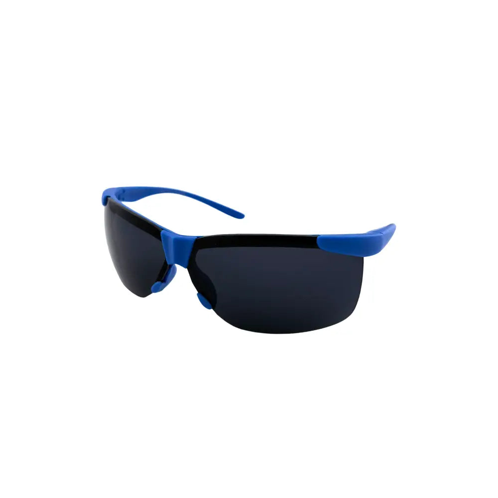 Blue and black safety glasses with a sleek modern design in a set of 12 labeled ch281