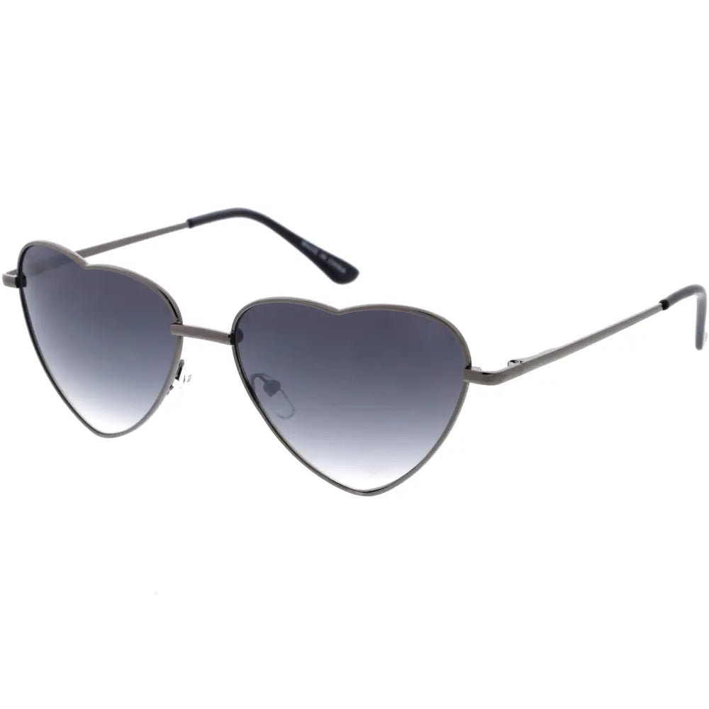 Juego de 12 gafas de sol en forma de corazón con montura metálica estilizada y lentes degradados grises