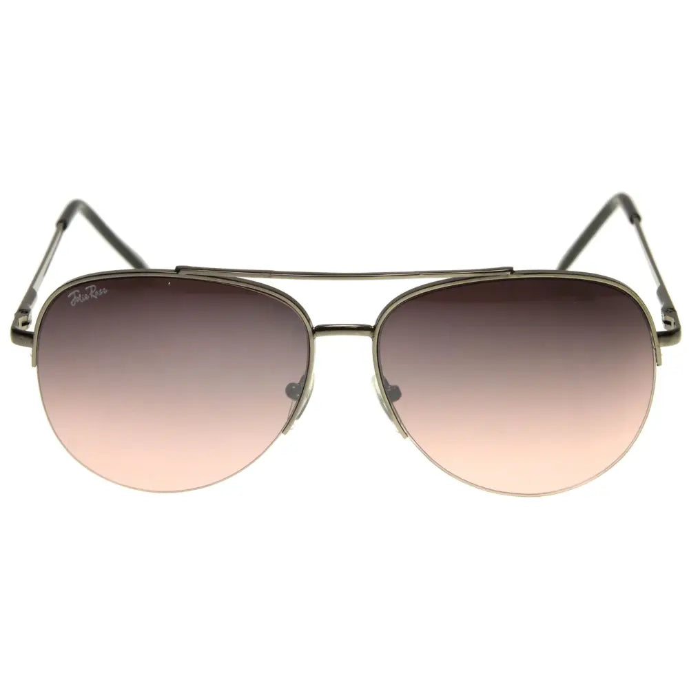 Silver-framed aviator sunglasses with gradient brown-to-pink lenses in a set of 12 titled JR137