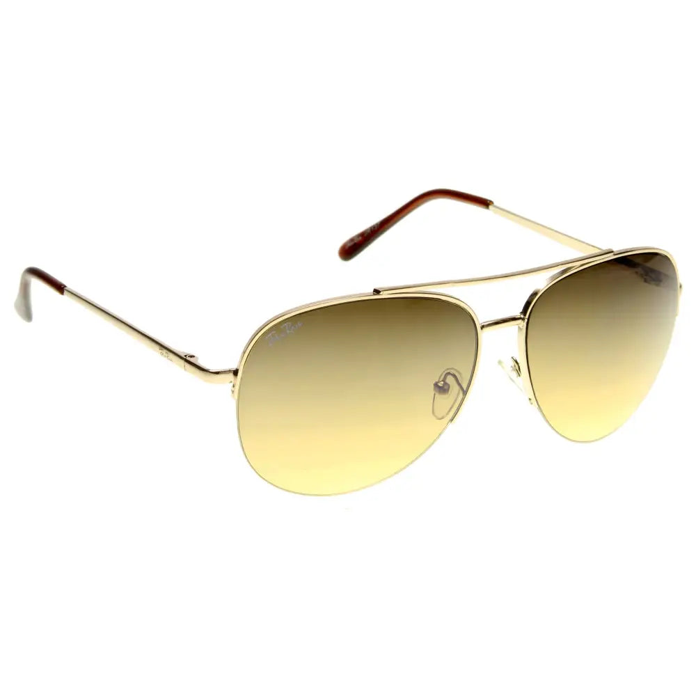 Gold-toned aviator sunglasses with gradient yellow to amber lenses and tortoiseshell temple tips set of 12