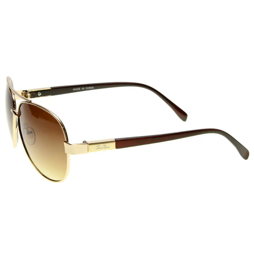 Gafas de sol de aviador con aro dorado, lentes degradados marrones y varillas de carey oscuro, juego de 12
