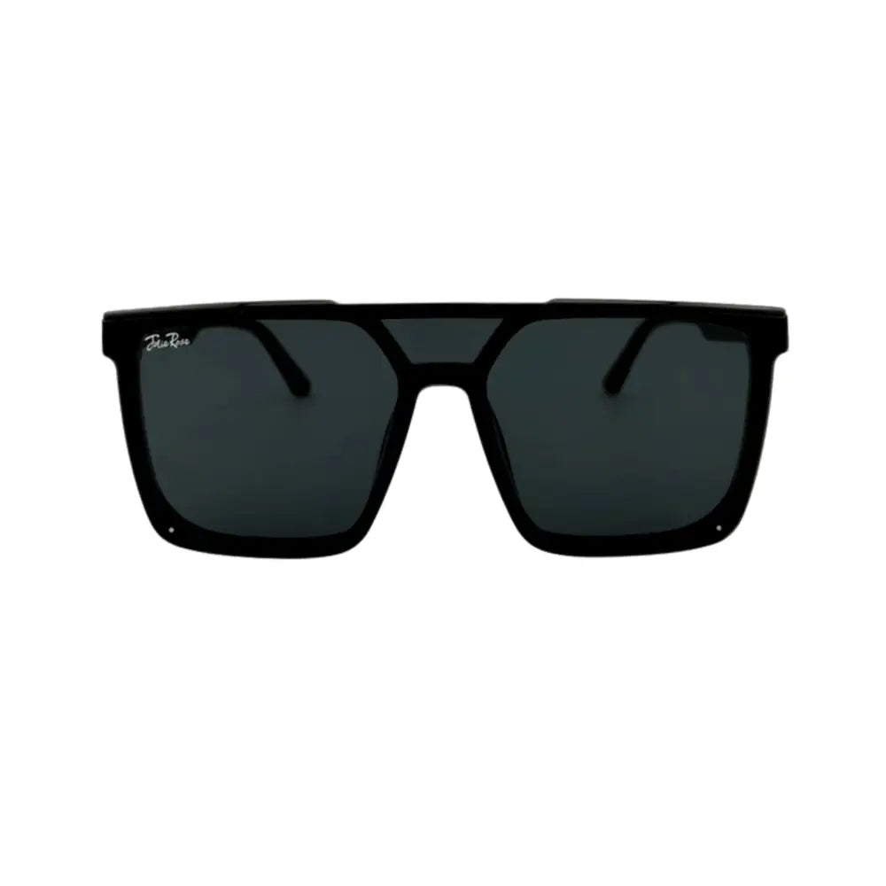 Black rectangular sunglasses with dark gray lenses and sleek modern design in set of 12 labeled jr201