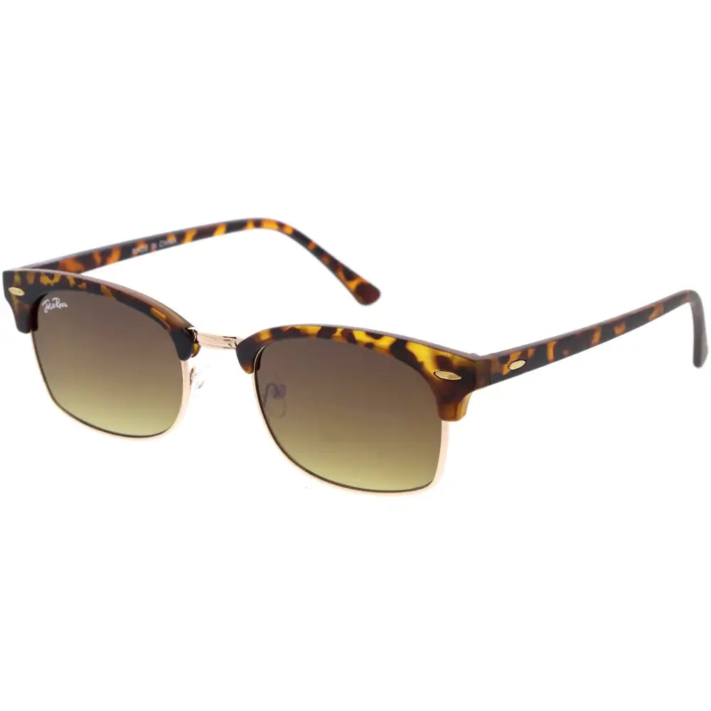 Tortoiseshell-patterned wayfarer sunglasses with gradient brown lenses and gold-tone metal accents set of 12