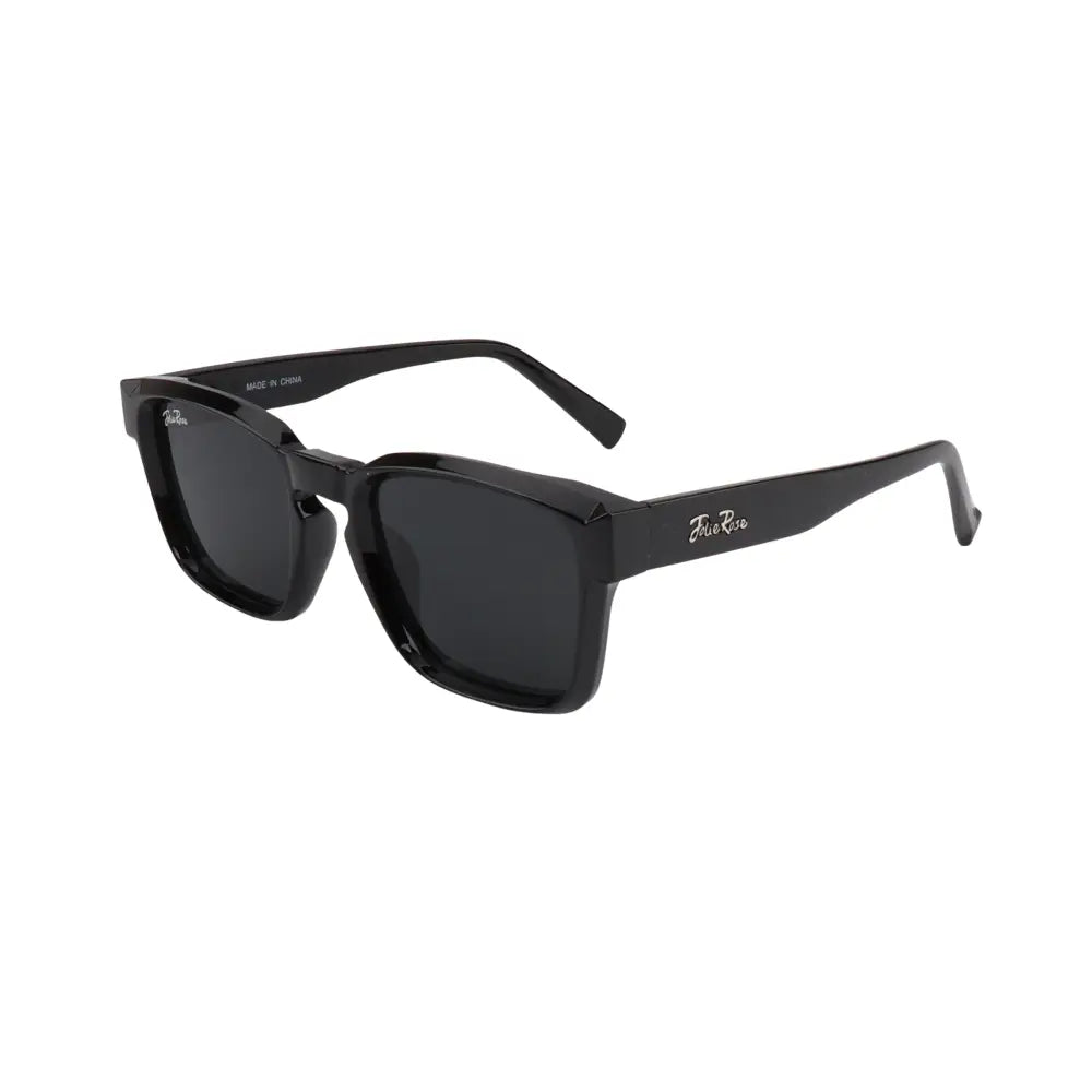 Black rectangular-framed sunglasses with dark lenses and a sleek glossy finish jr215 set of 12